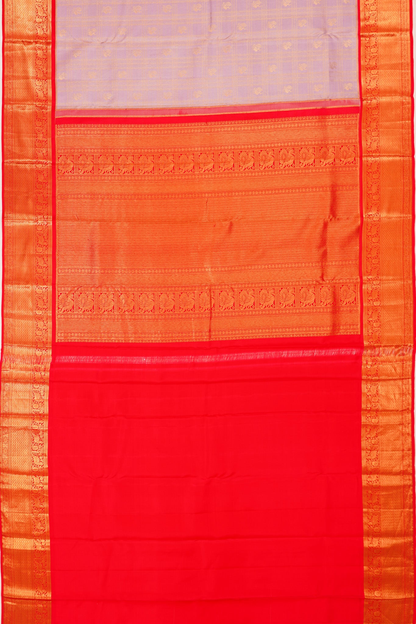 Taranga Kanchi Silk Checks And Butta Lavender Saree