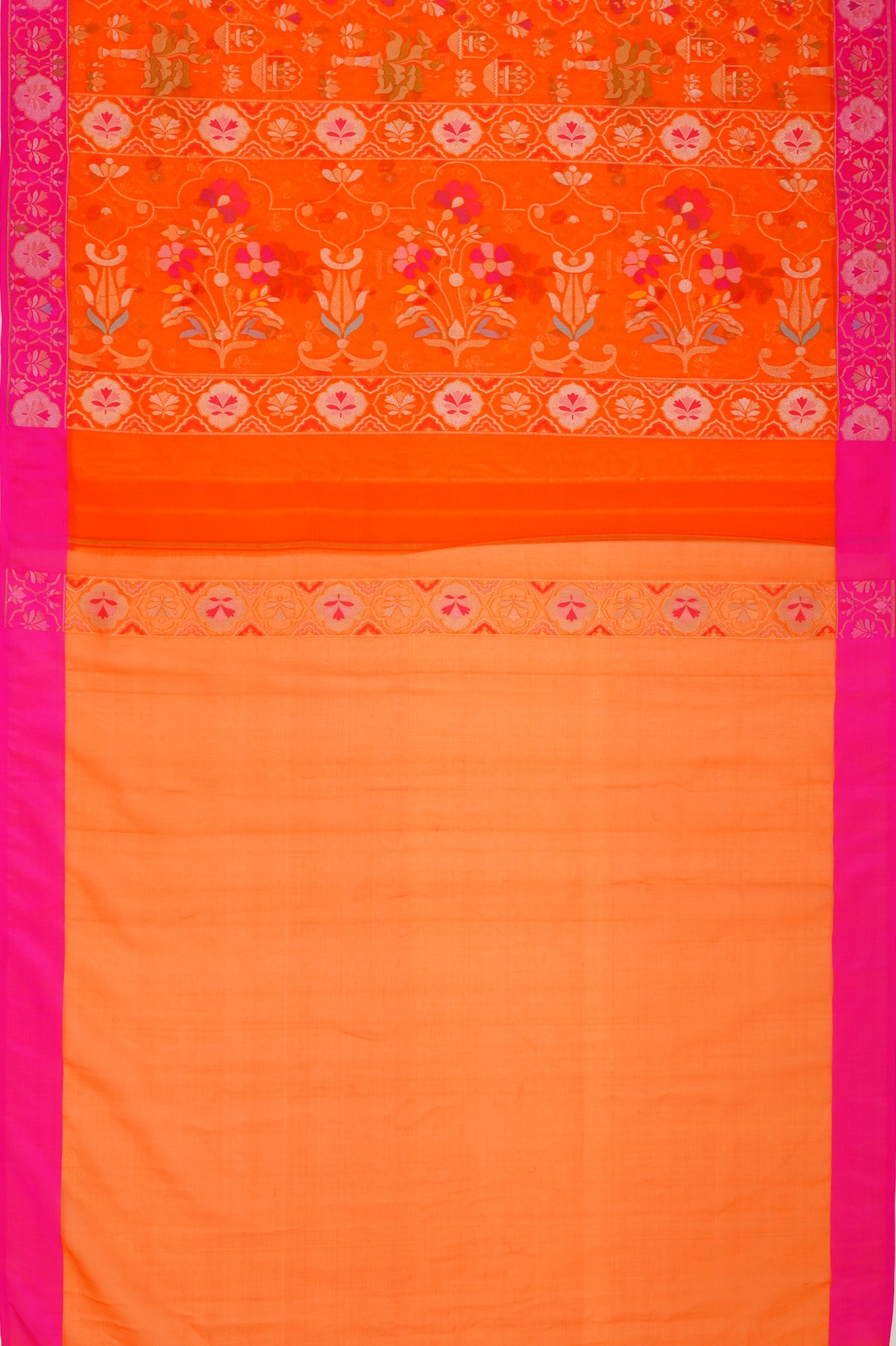 Banarasi Kora Organza Brocade Orange Saree