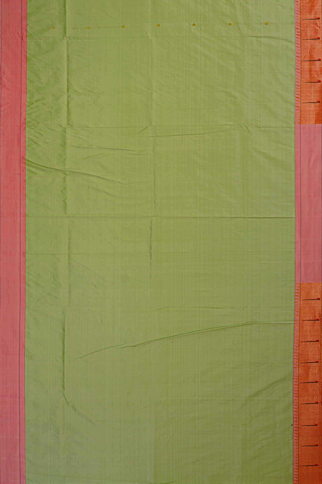 Paithani Silk Butta Green Saree With Single Muniya Border