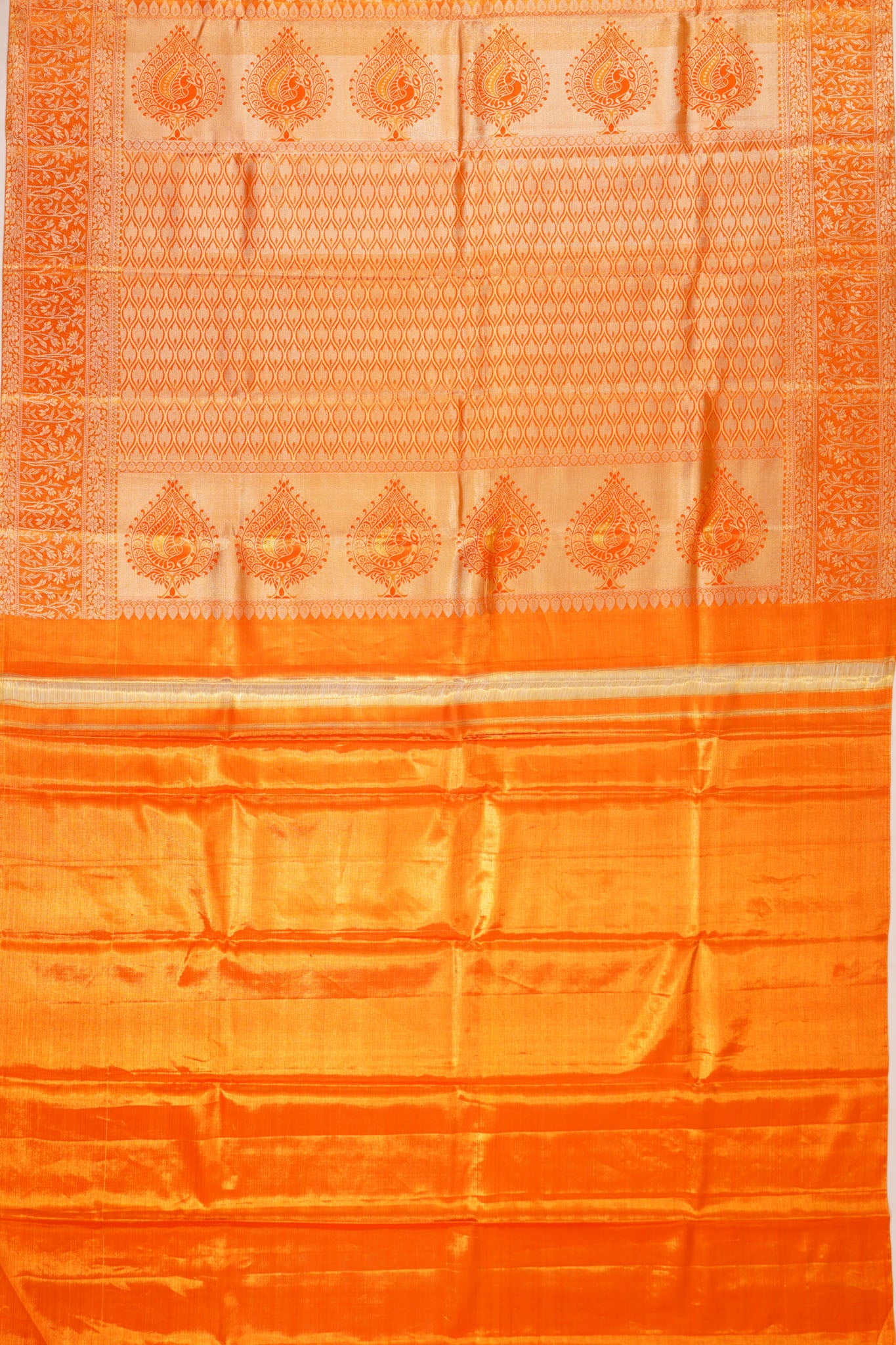 Taranga Kanchi Silk Tissue Brocade Orange Saree