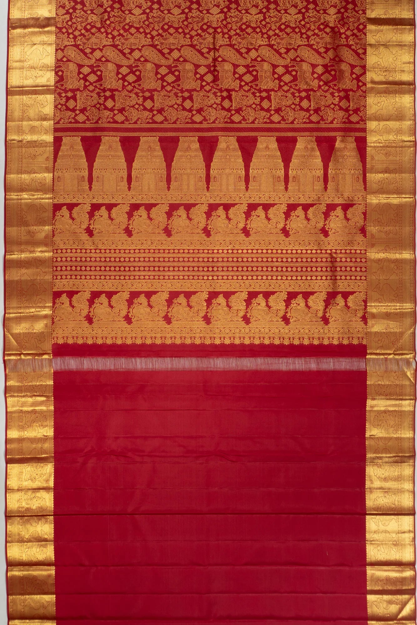 Kanchipuram Silk Brocade Maroon Saree