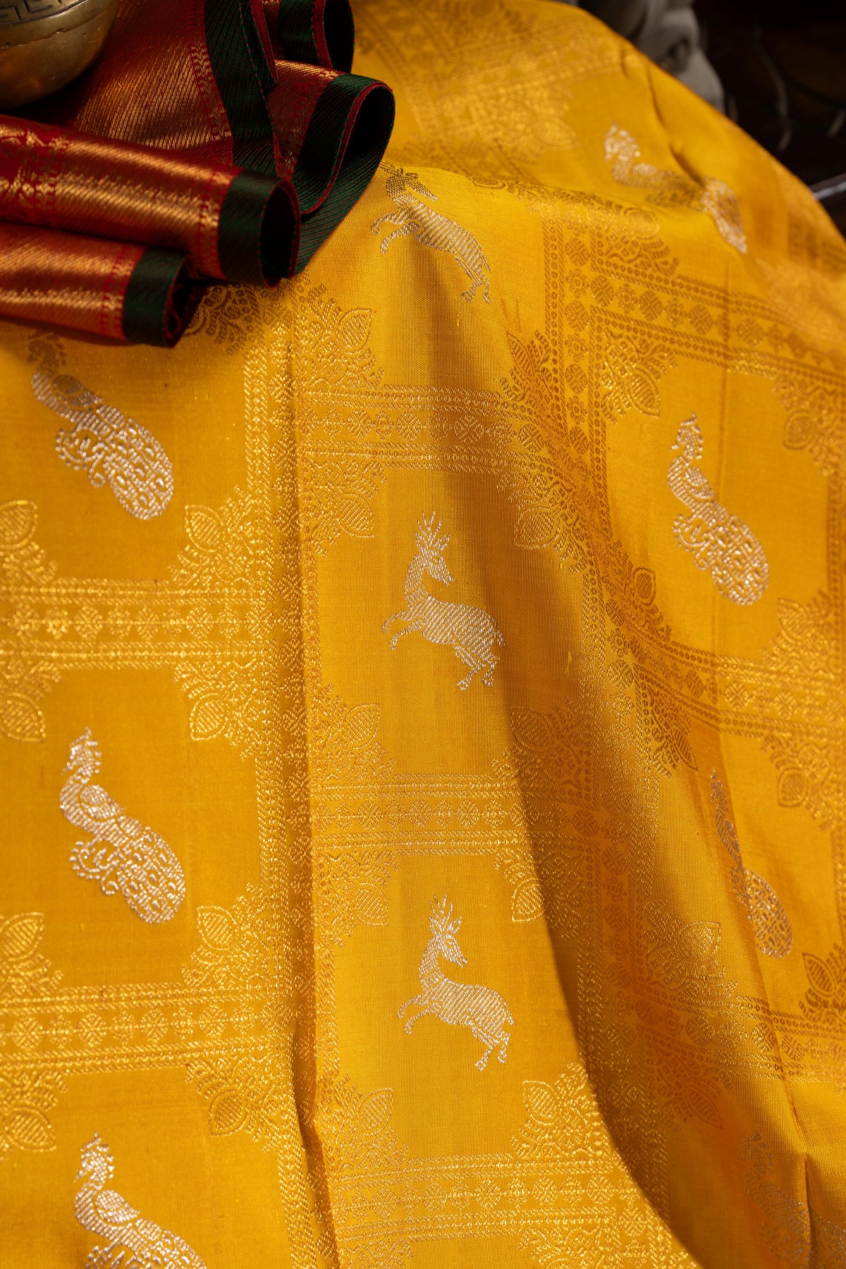 Kanchipuram Silk Brocade Yellow Saree