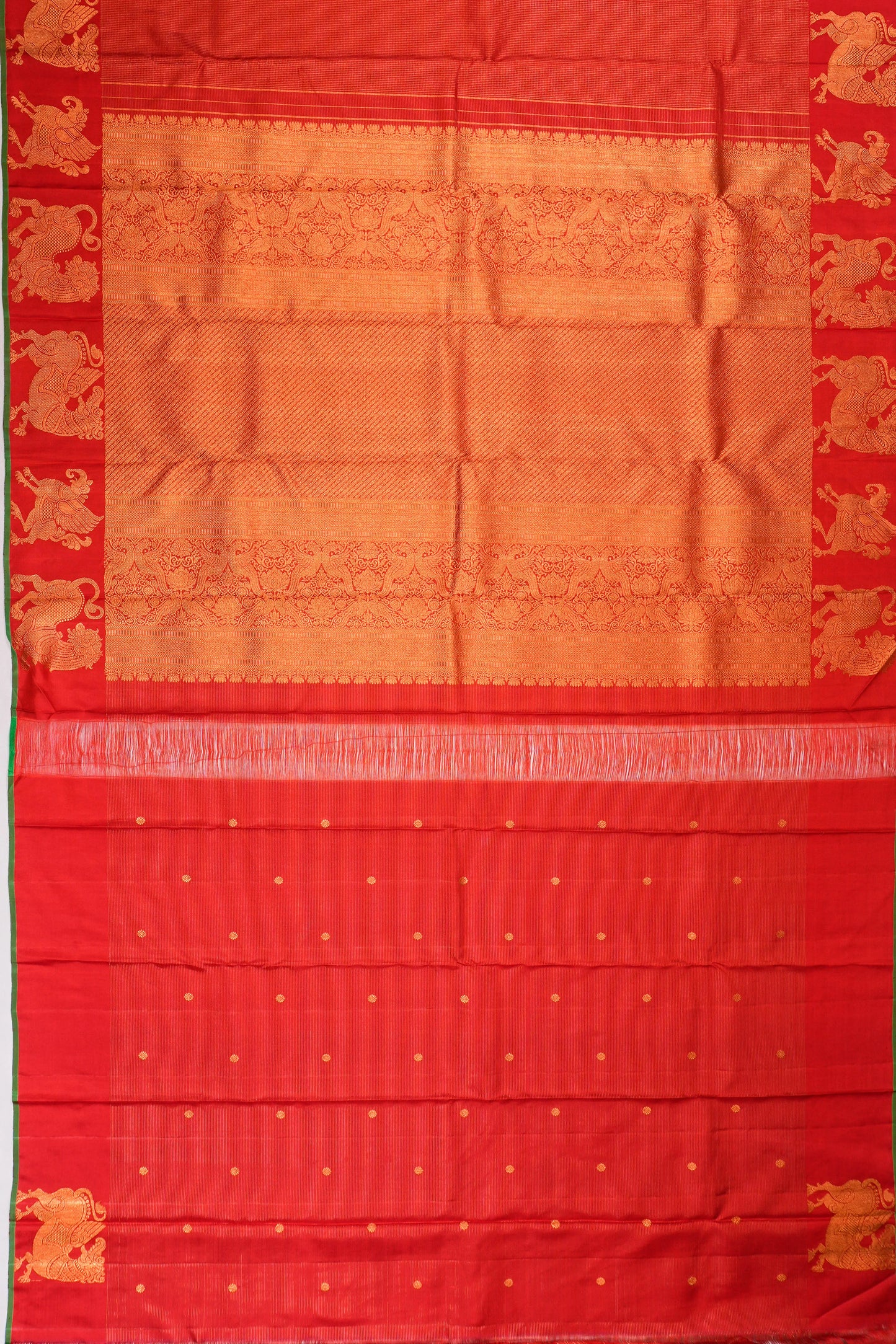 Kanchipuram Silk Kattam Checks Red Saree