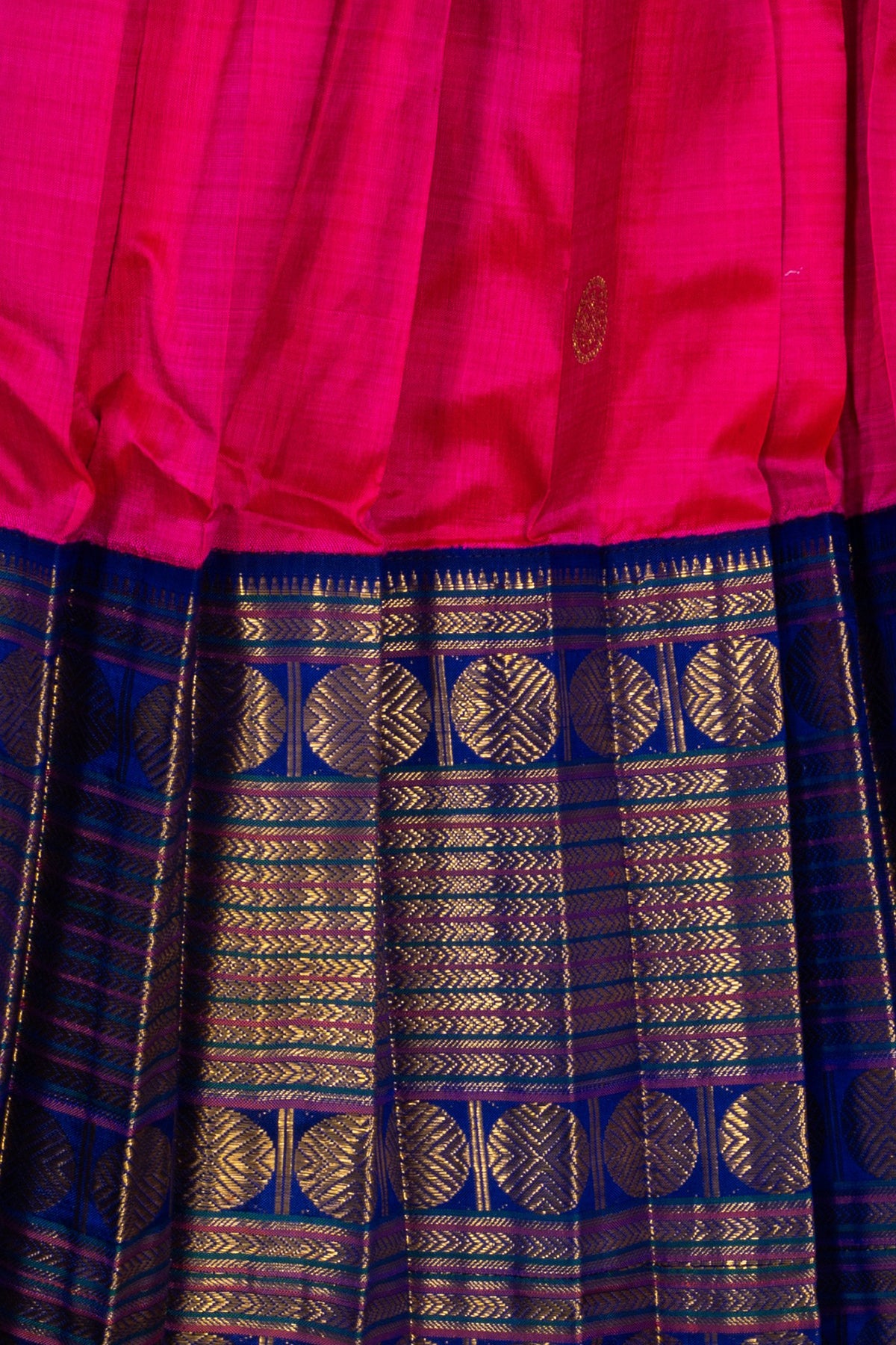 Kanchipuram Silk Butta Rani Pink Lehenga Set With Contrast Very Big Border