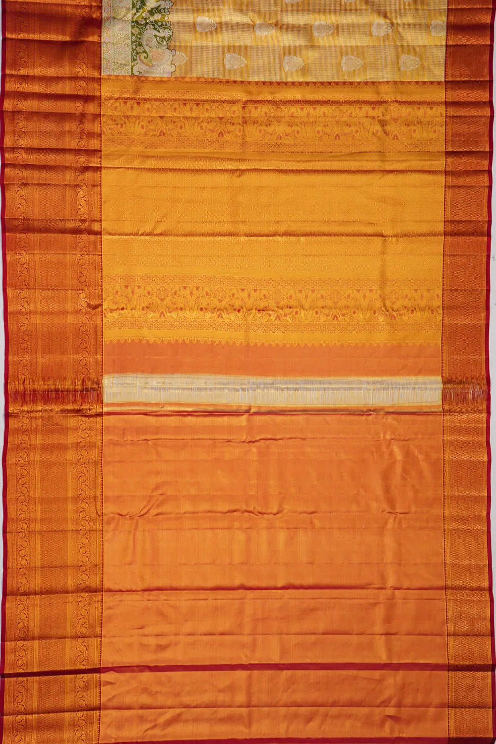 Kanchipuram Silk Tissue Brocade Gold Saree