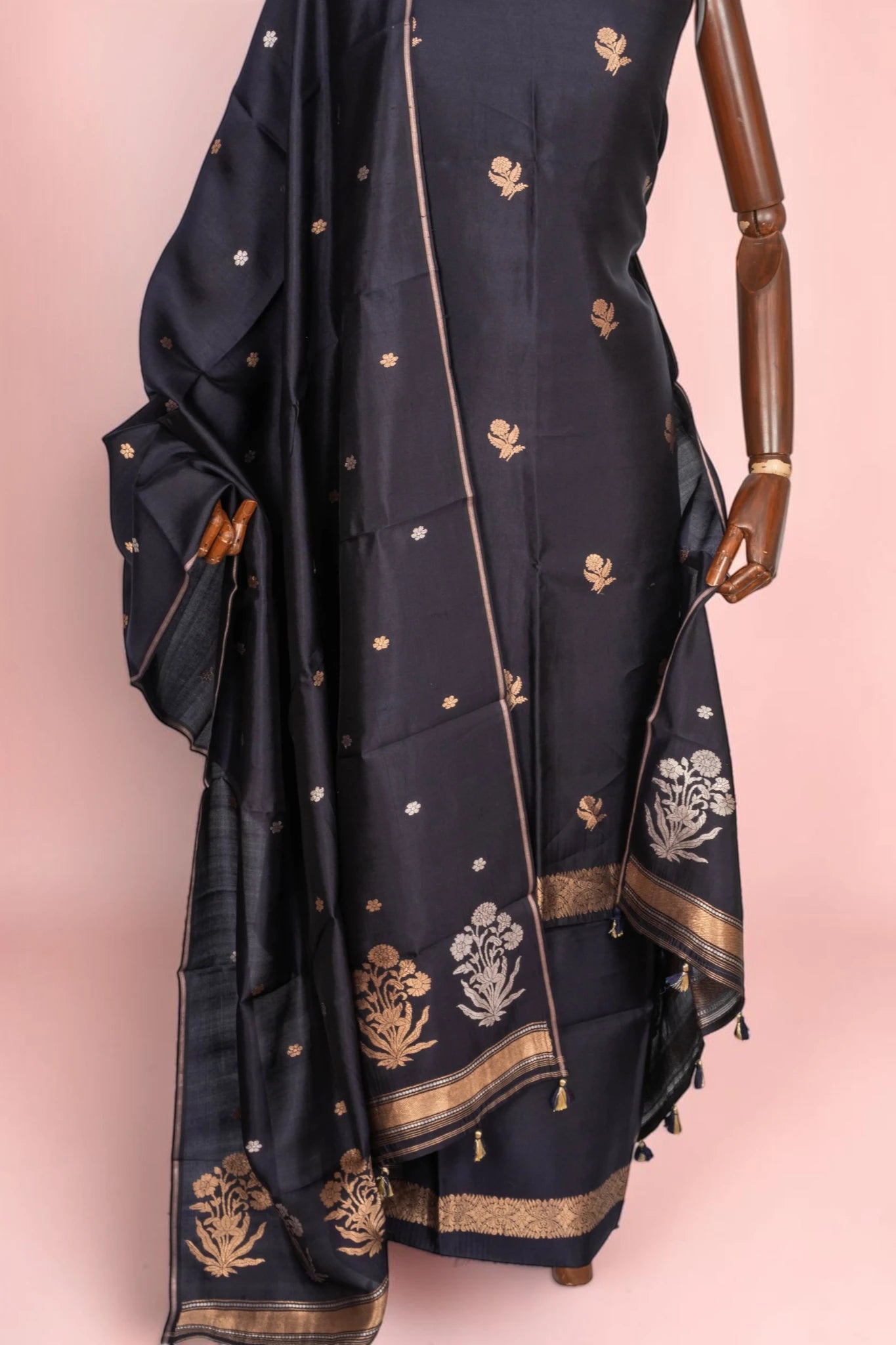 Banarasi Silk Butta Black Salwar Suit Set