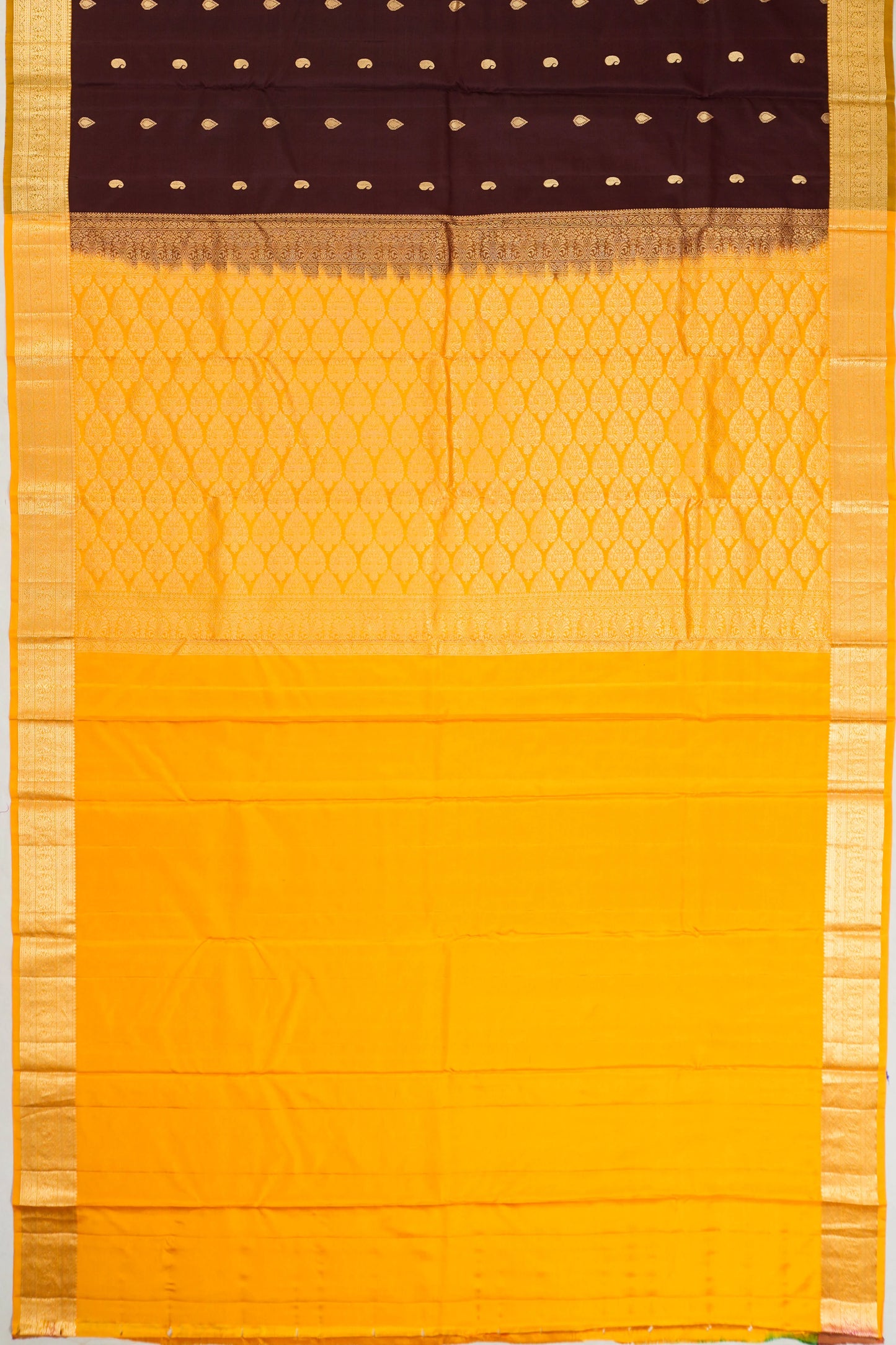Taranga Kanchi Silk Butta Brown Saree