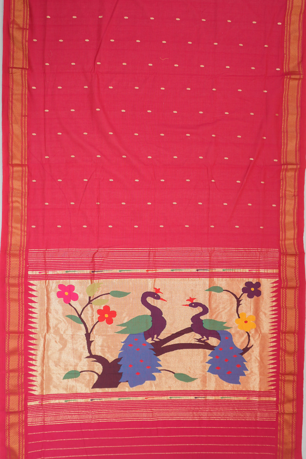 Paithani Cotton Butta Pink Saree
