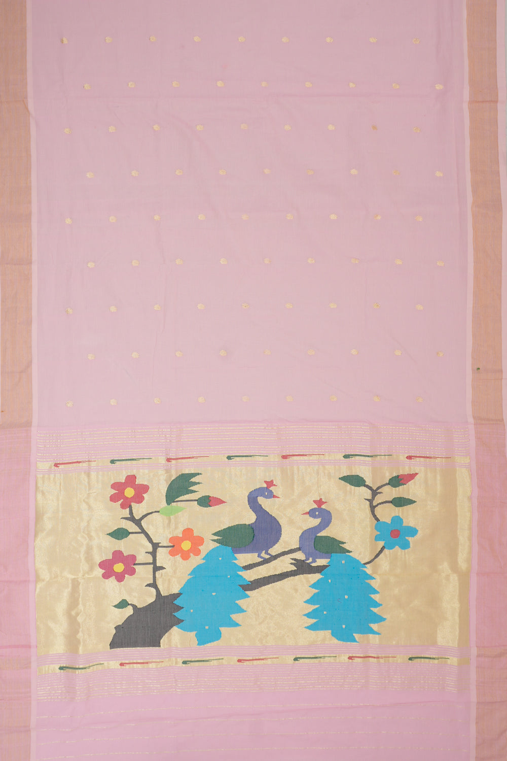 Paithani Cotton Butta Baby Pink Saree