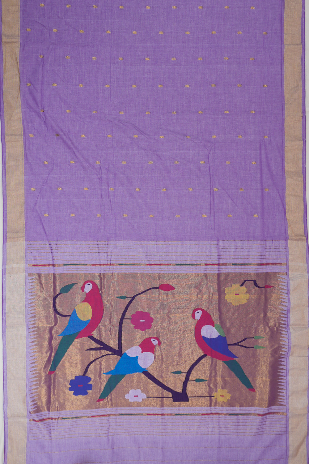 Paithani Cotton Butta Lavender Saree