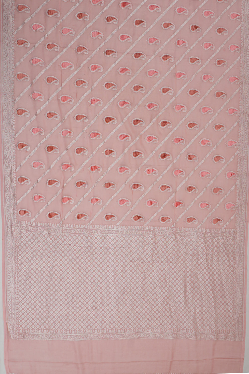 Banarasi Georgette Brocade Peach Saree