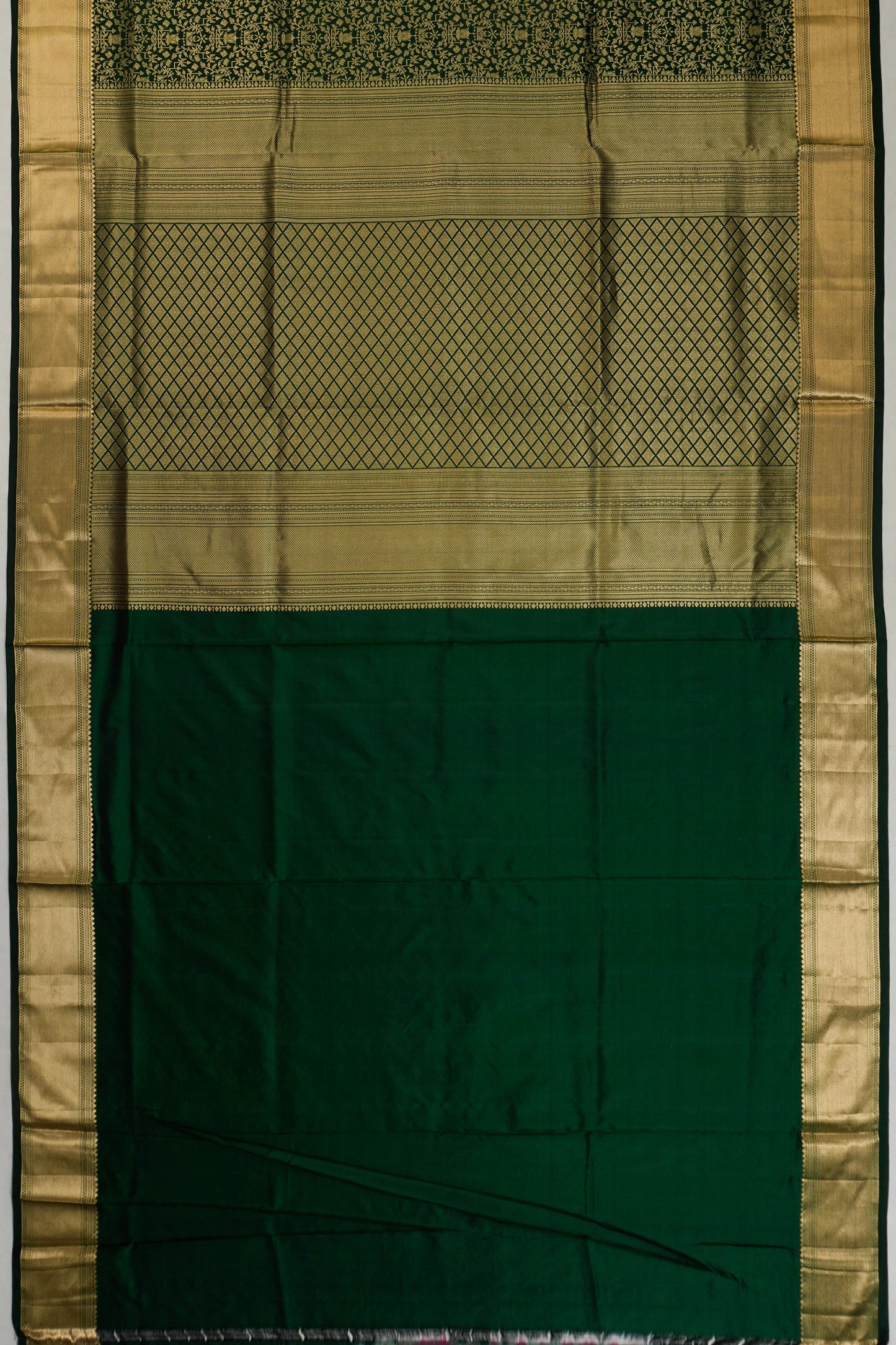 Taranga Kanchi Silk Brocade Bottle Green Saree