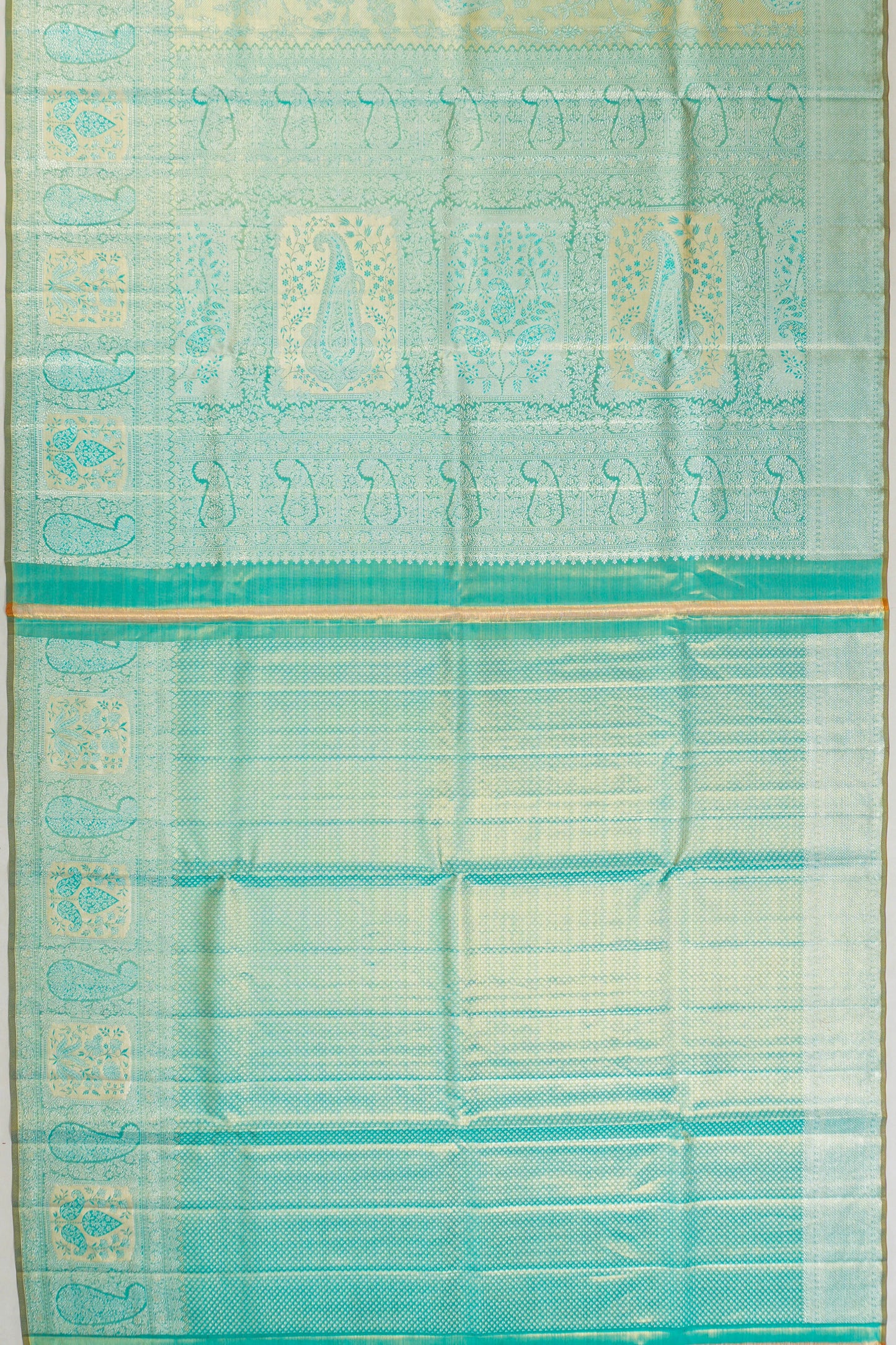 Kanchipuram Silk Tissue Brocade Blue Saree