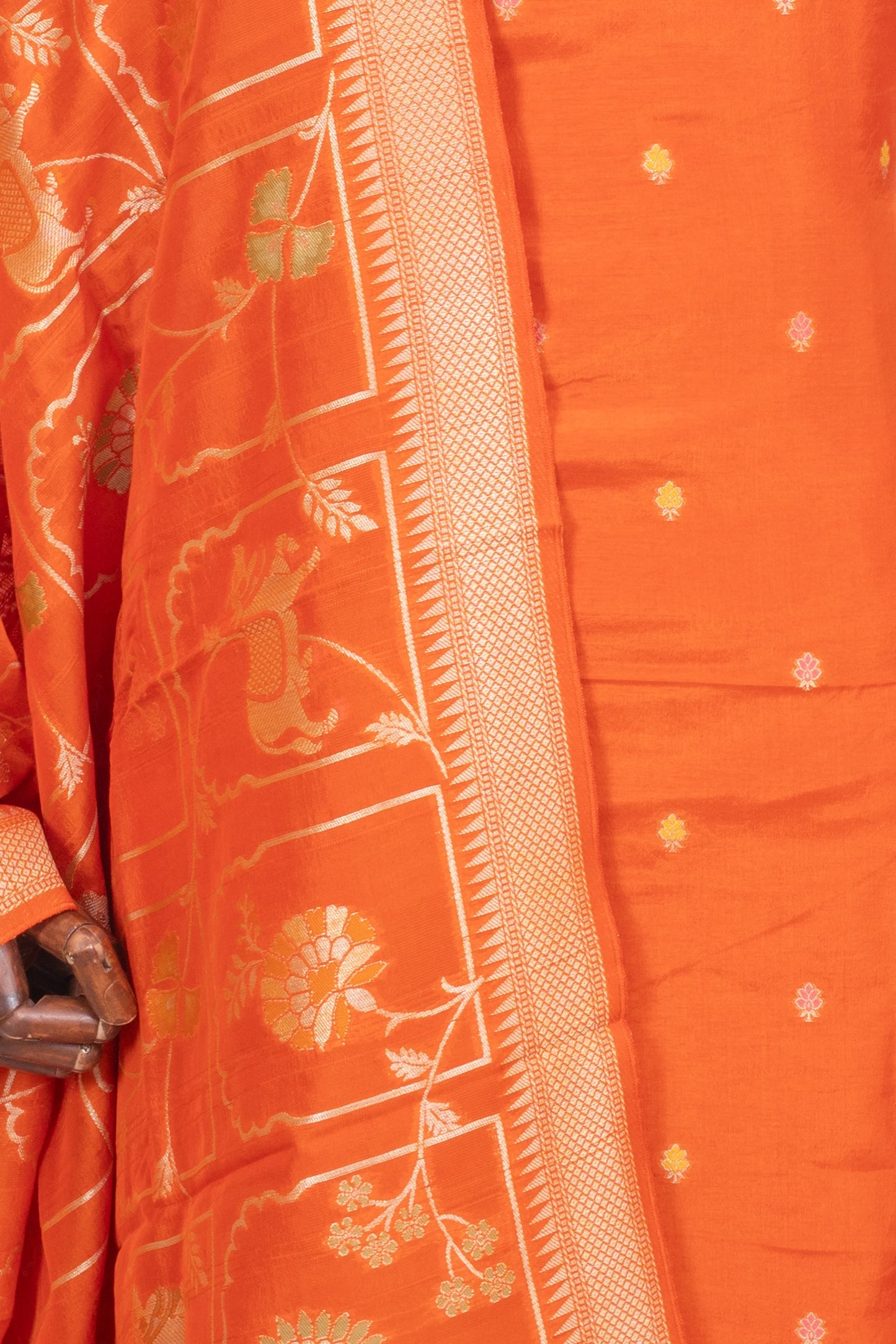 Vaanya Banaras Silk Butta Orange Salwar Suit Set