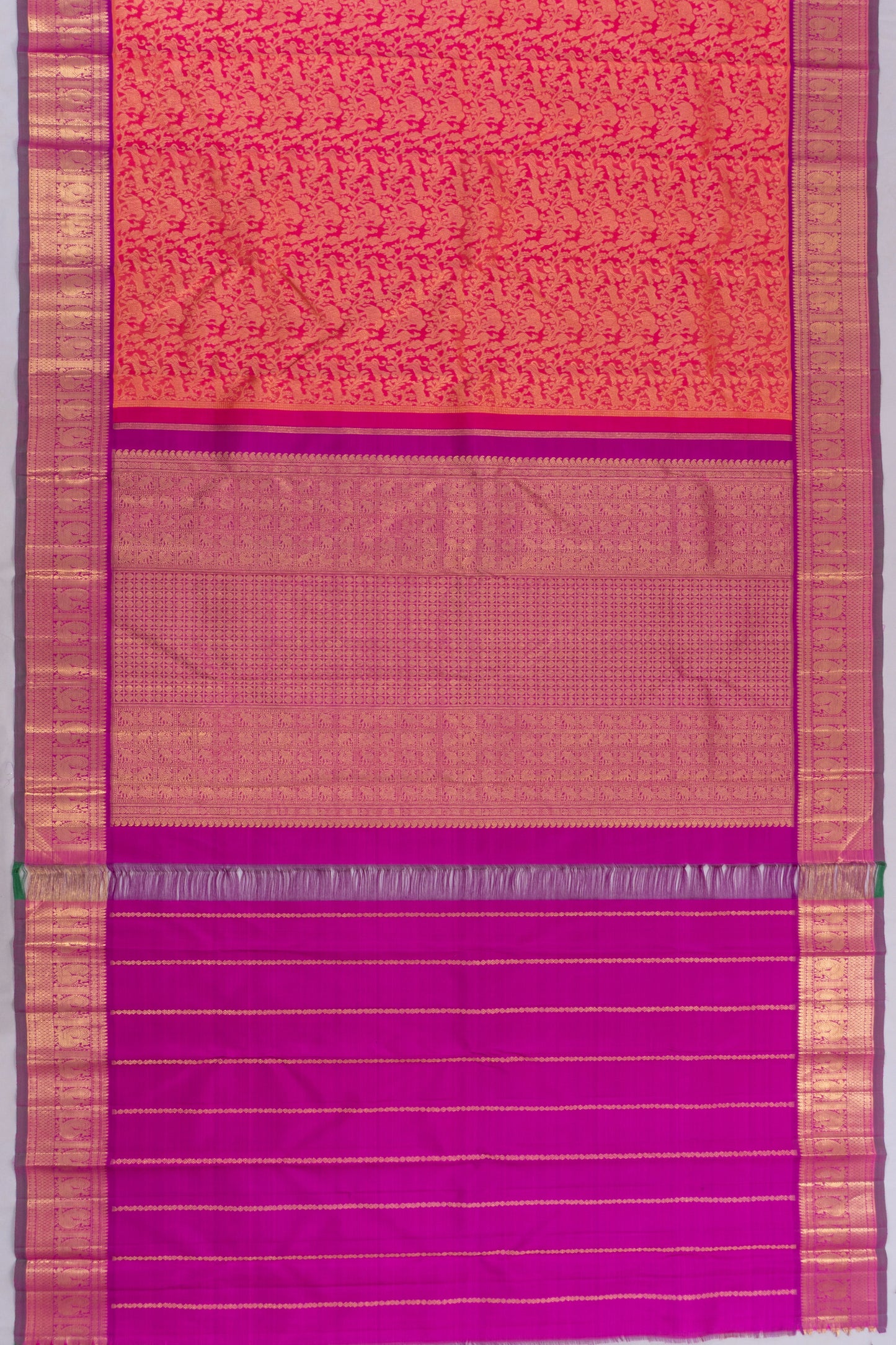 Kanchipuram Silk Brocade Pink Saree