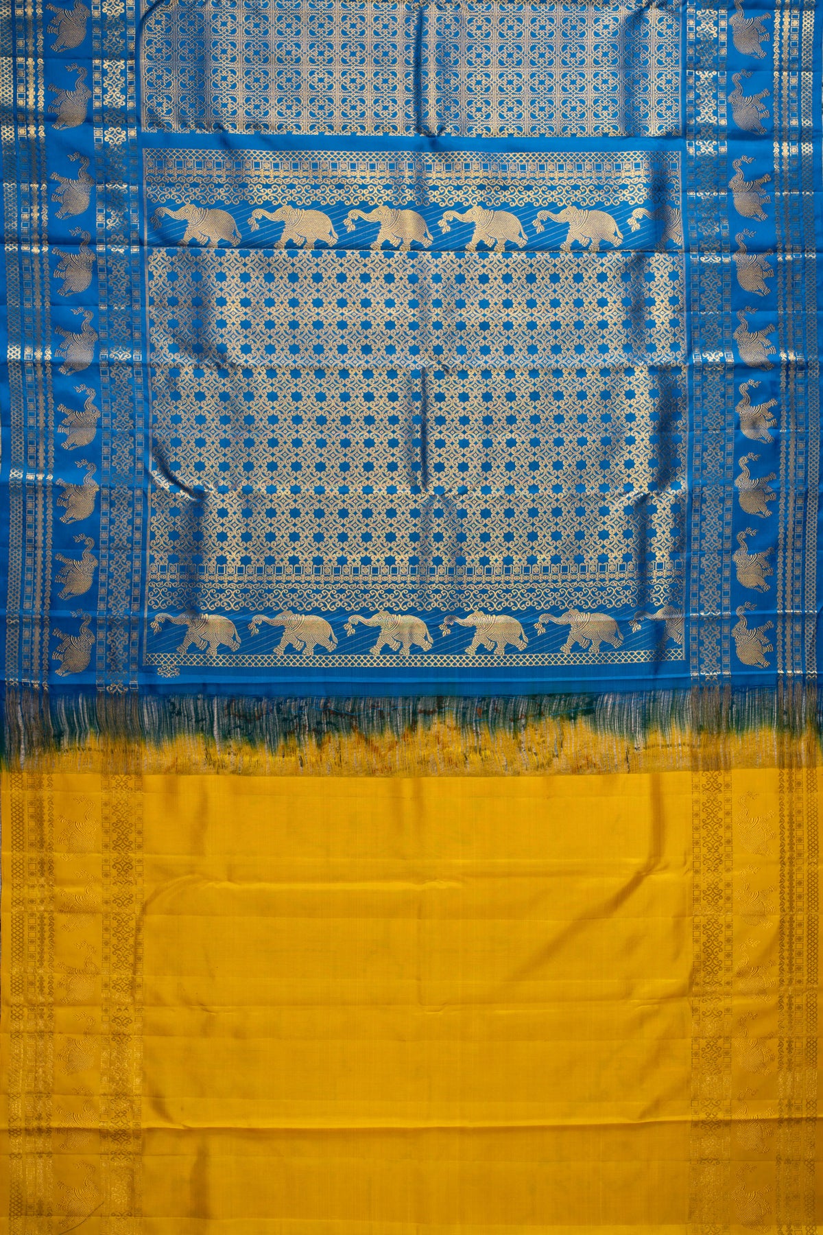 Kanchipuram Silk Brocade Blue Saree