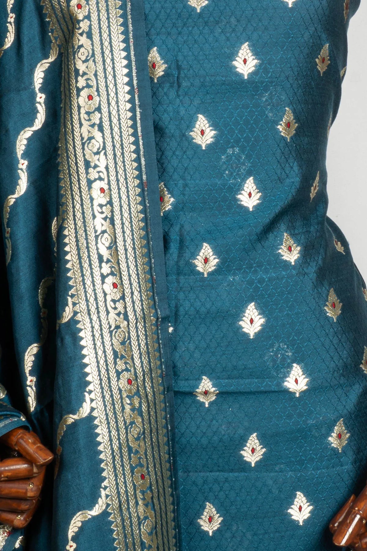 Vaanya Banaras Silk Butta Blue Salwar Suit Set W/O Bottom