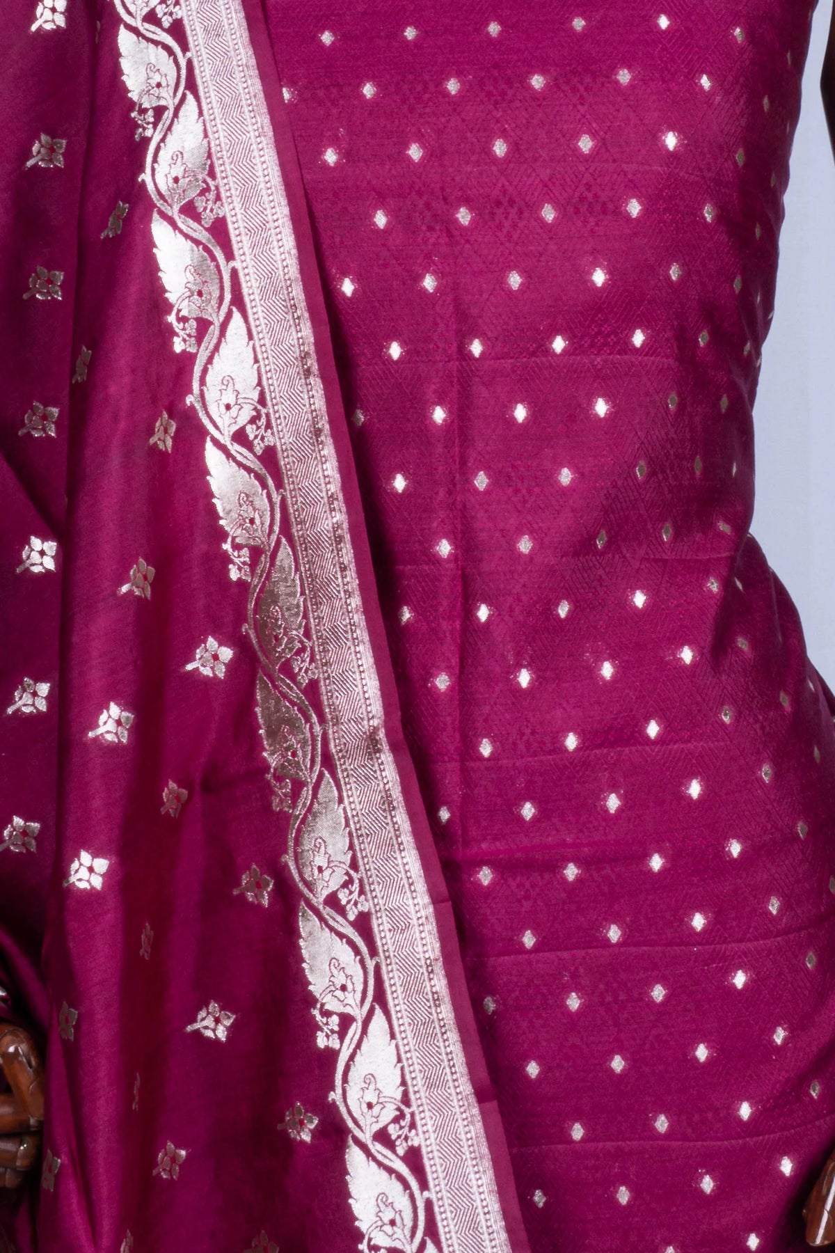 Vaanya Banaras Silk Butta Purple Salwar Suit Set W/O Bottom