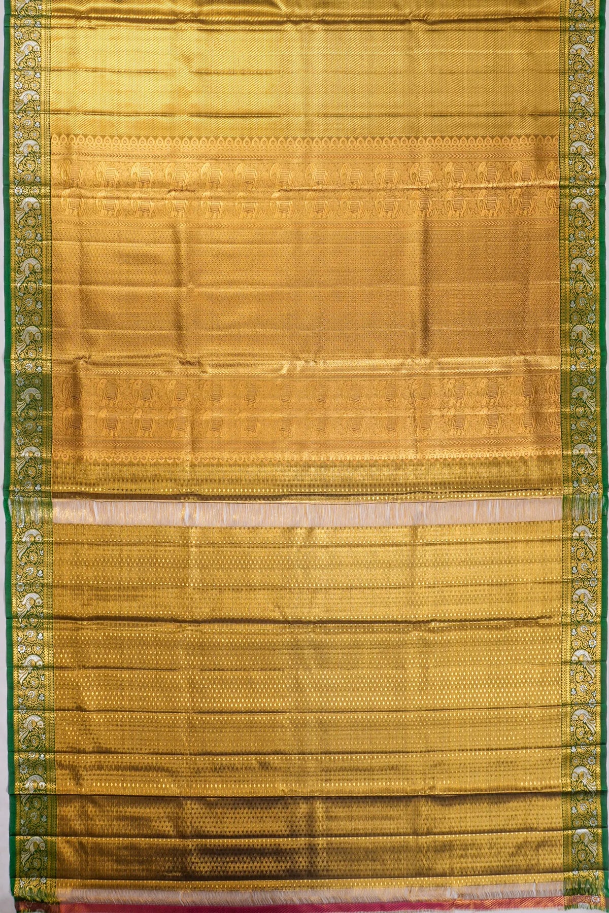 Kanchipuram Silk Tissue Brocade Green Saree