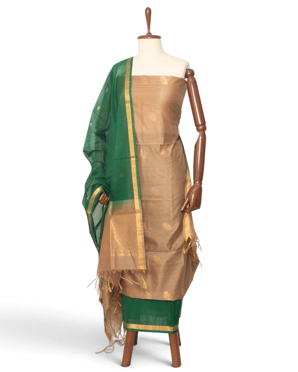 Coimbatore Silk Butta Sandal Brown Salwar Suit Set