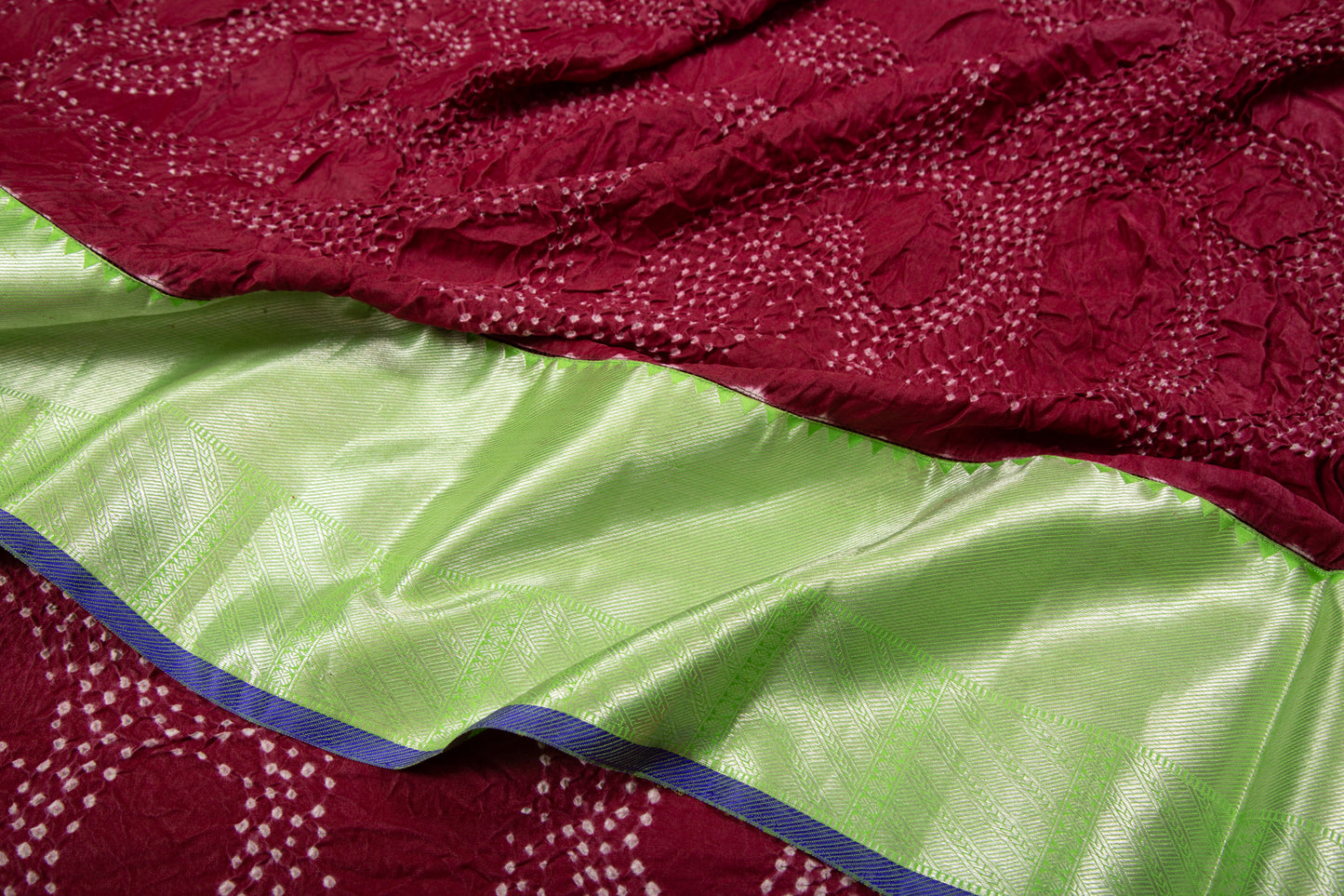 Kanchipuram Silk Bandhani Maroon Saree