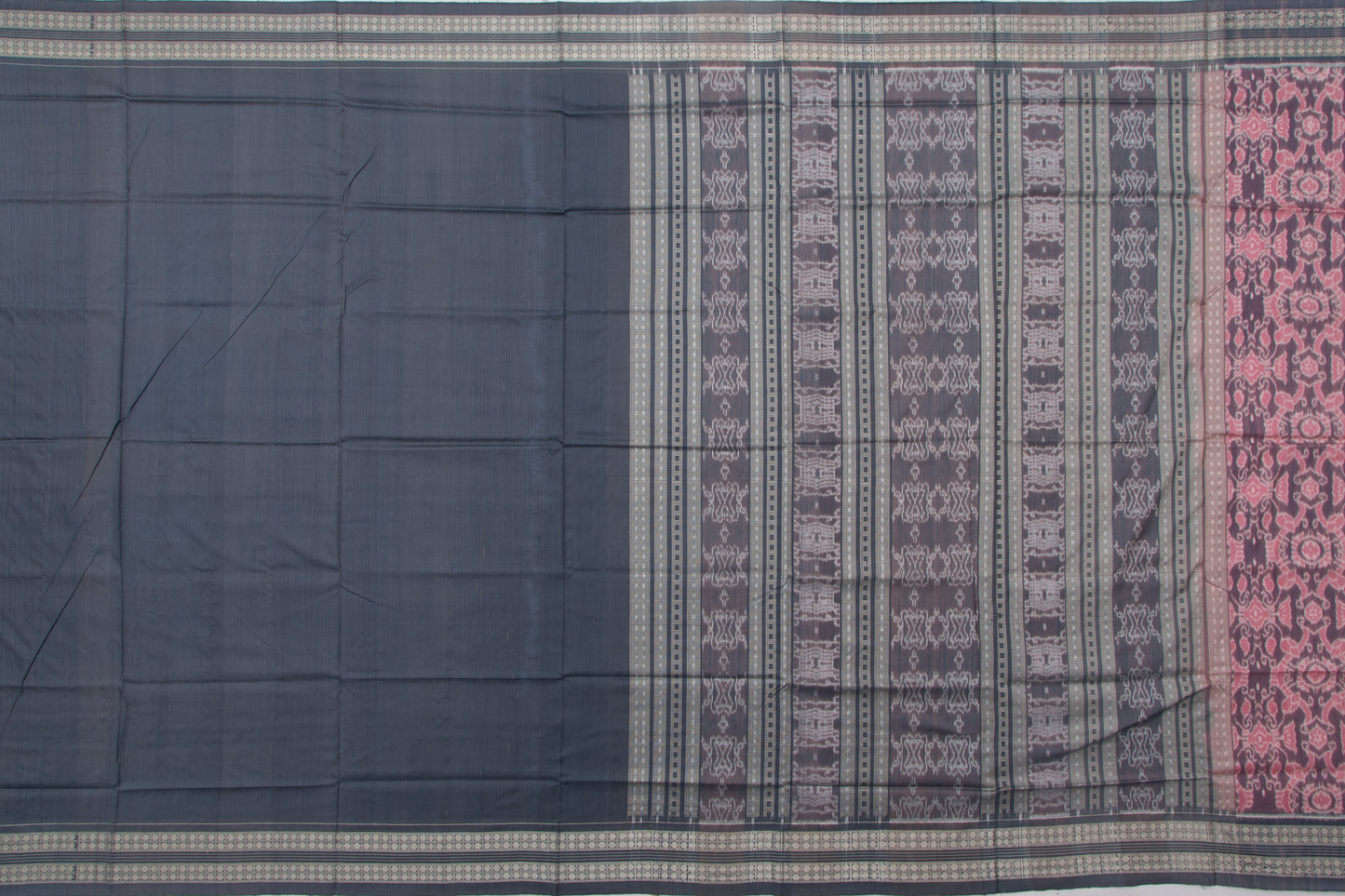 Sambalpuri Silk Ikat Half N Half Peach Saree