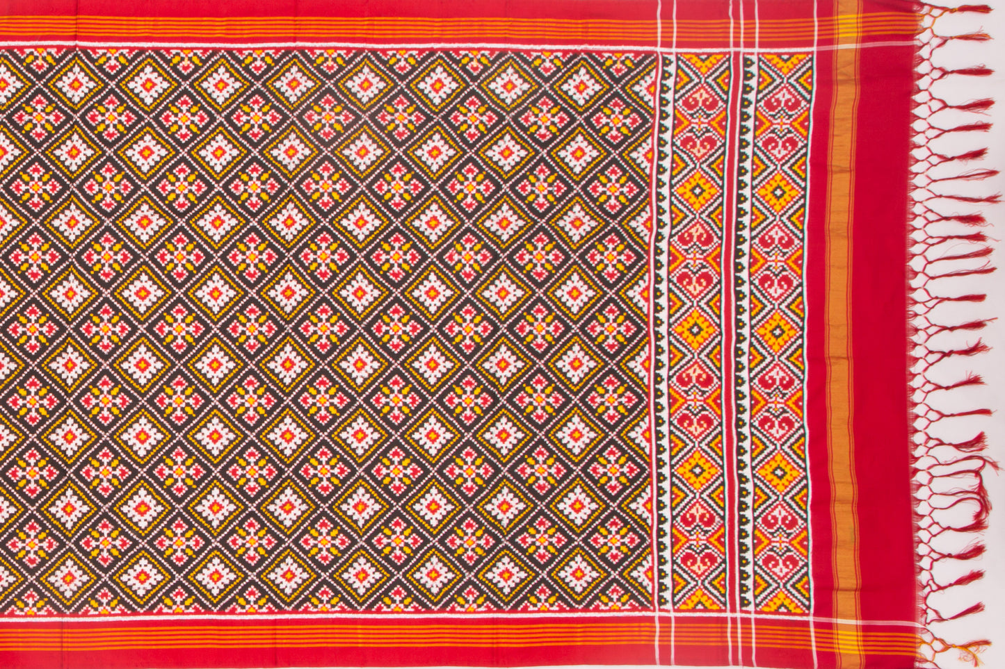 Patan Patola Silk Double Ikat Black Dupatta