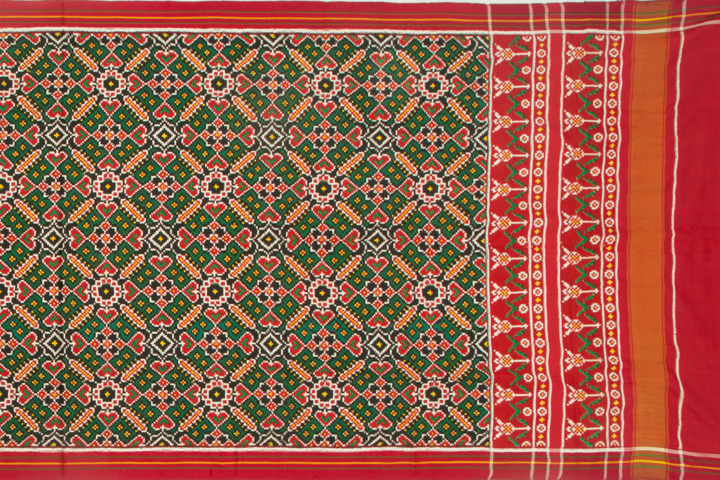 Patan Patola Silk Double Ikat Green Dupatta