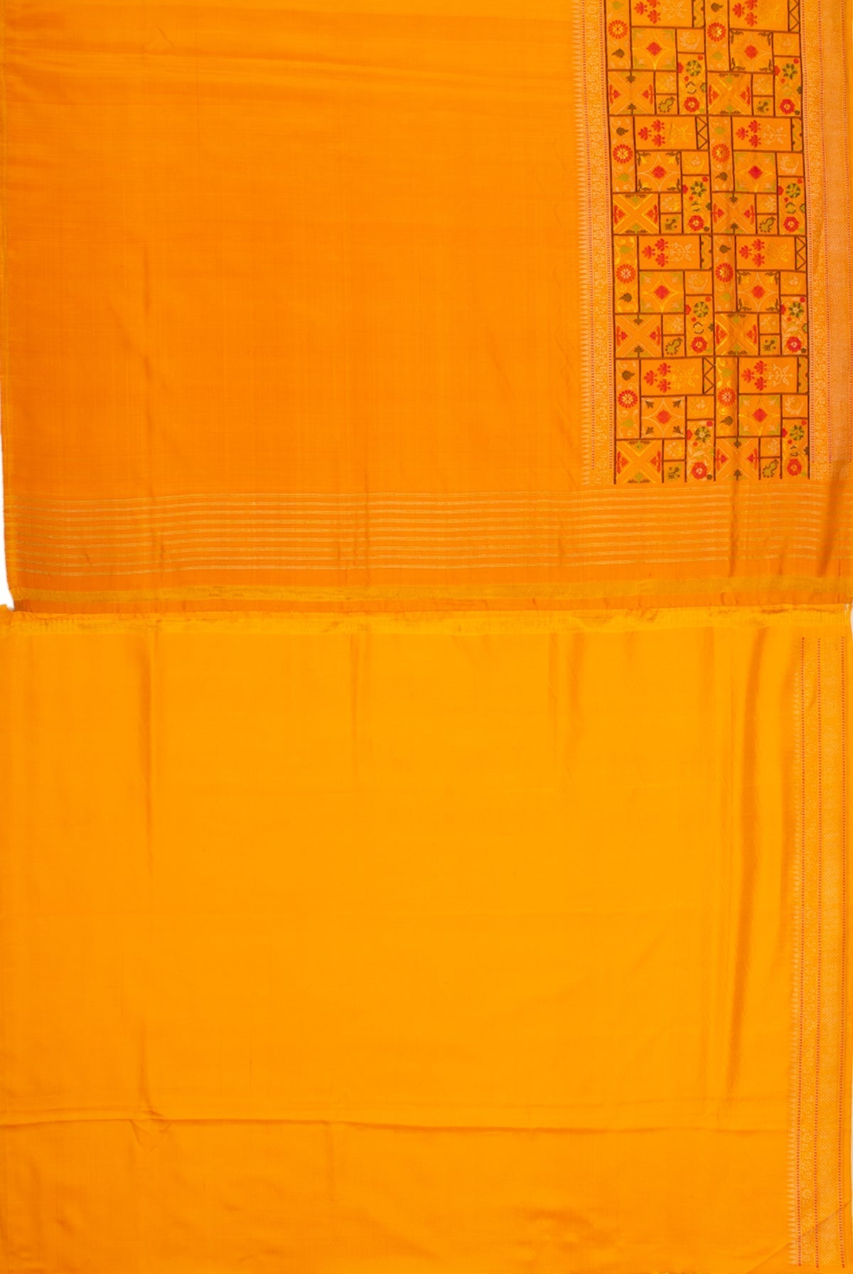 Banarasi Silk Kadwa Plain Mustard Yellow Saree