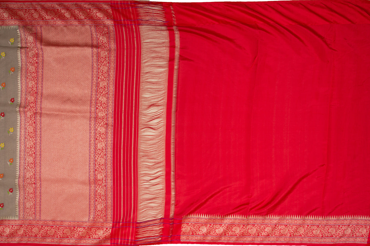 Banarasi Kora Organza Jamdani Butta Grey Saree