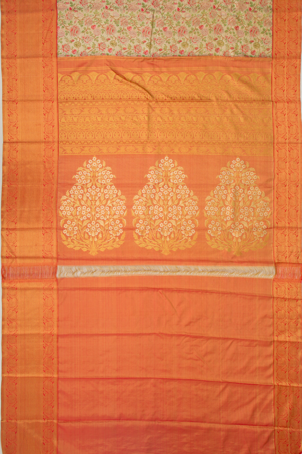 Kanchipuram Silk Tissue Brocade Gold Saree