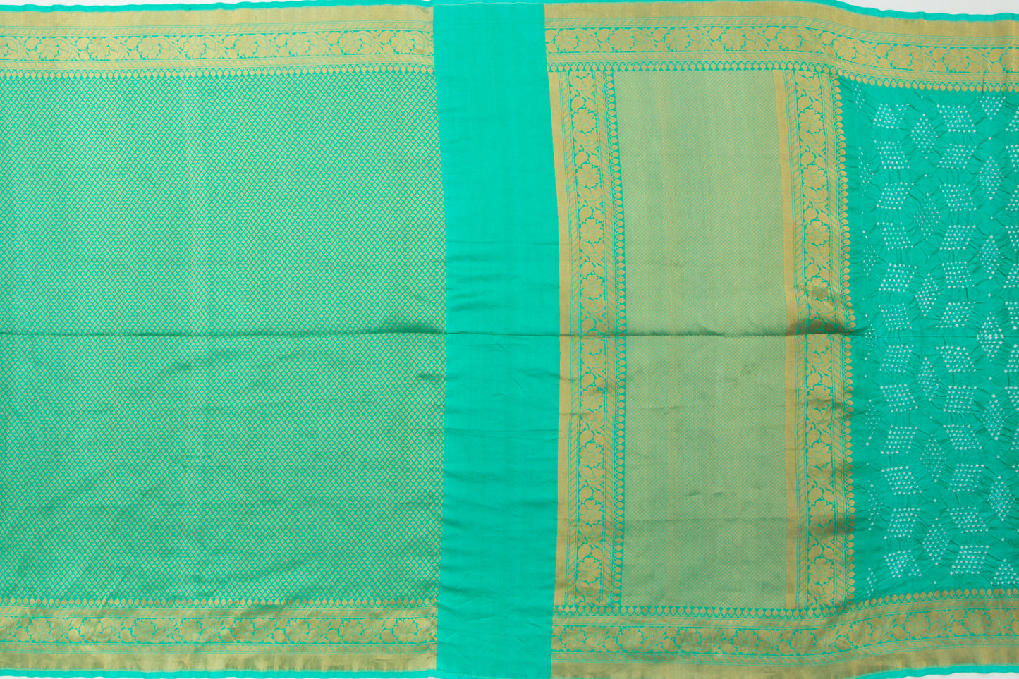 Banarasi Silk Bandhani Sea Green Saree