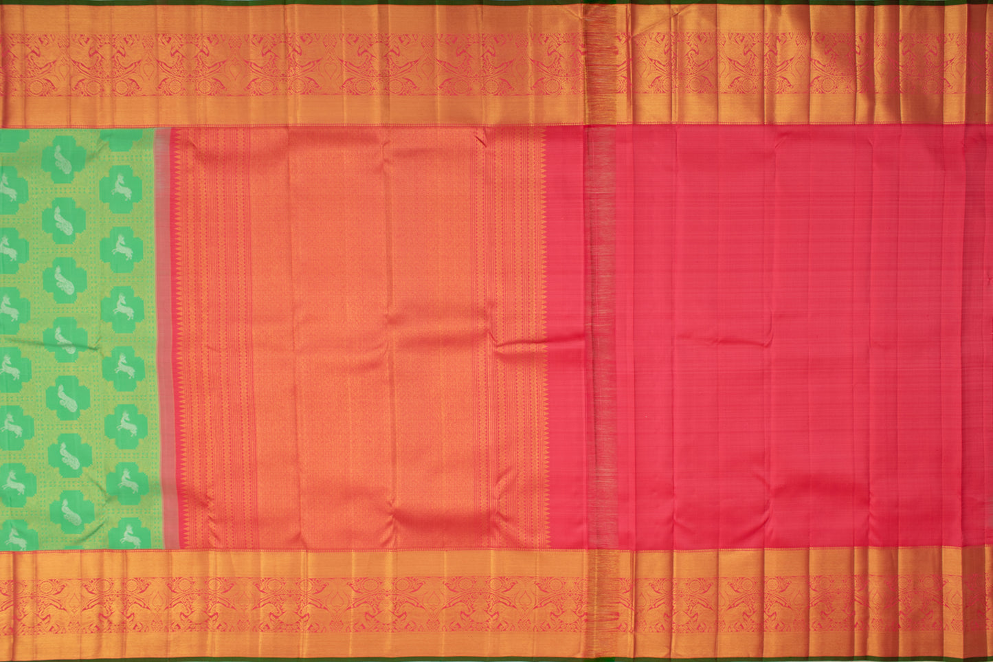 Kanchipuram Silk Checks And Butta Green Saree/4428803_6.jpg