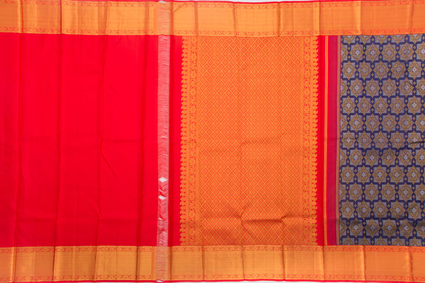 Kanchipuram Silk Brocade Dark Blue Saree