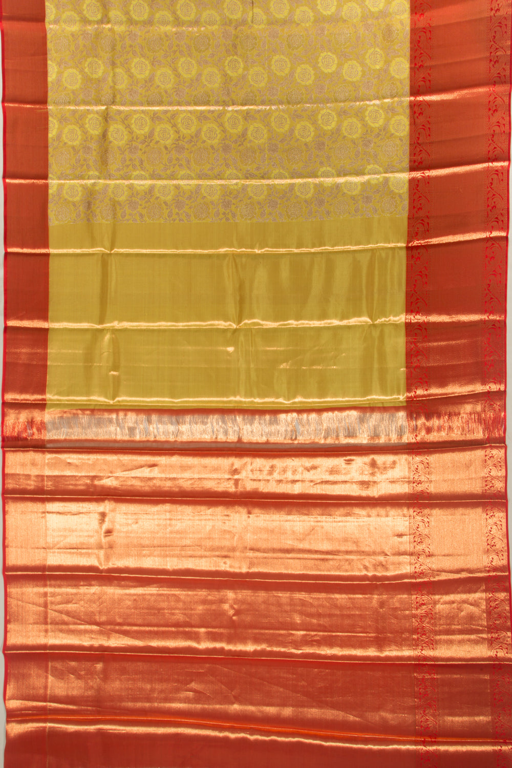 Kanchipuram Silk Tissue Jaal Yellow Saree