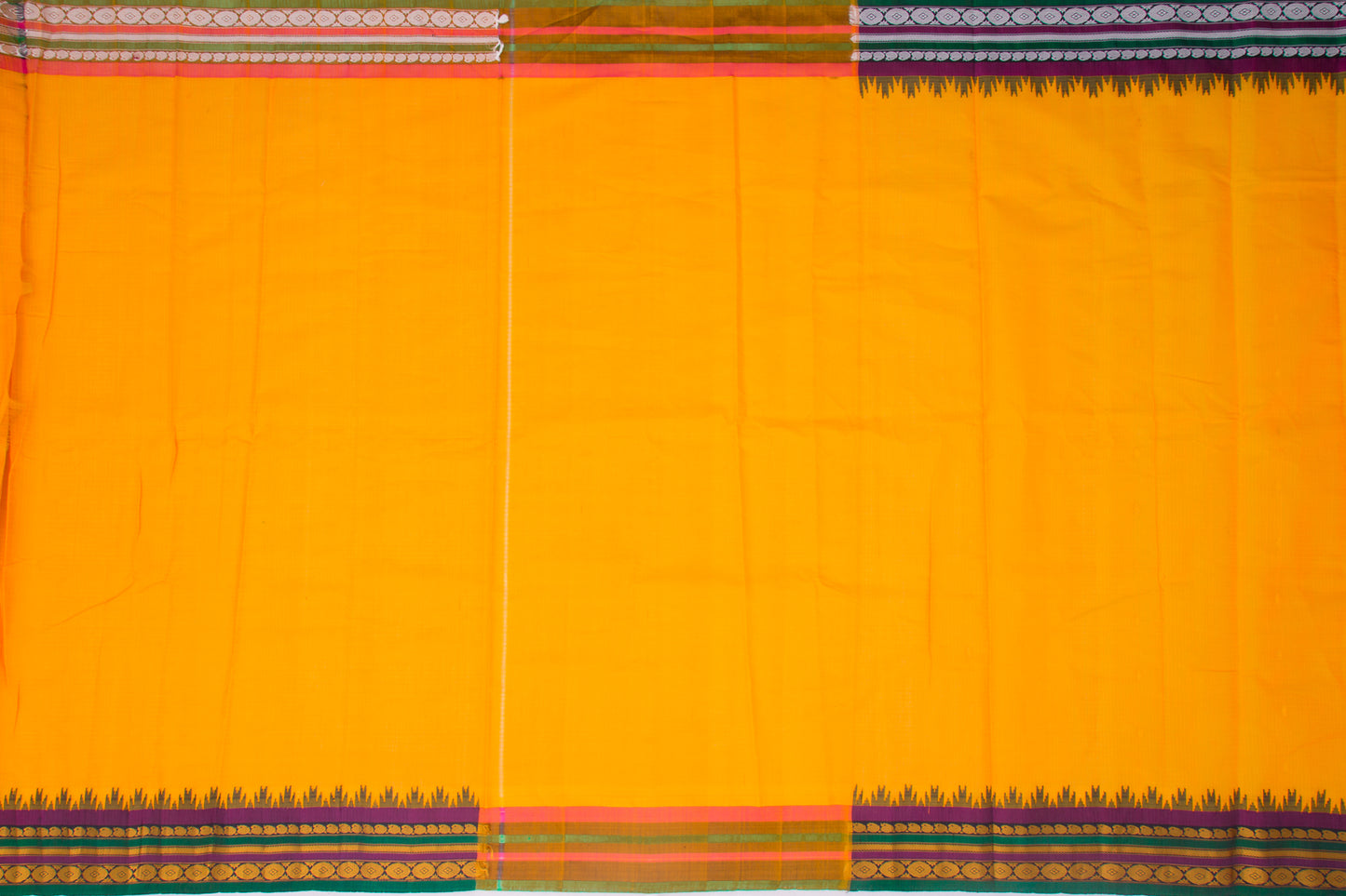 Gadwal Cotton Silk Butta Yellow Saree