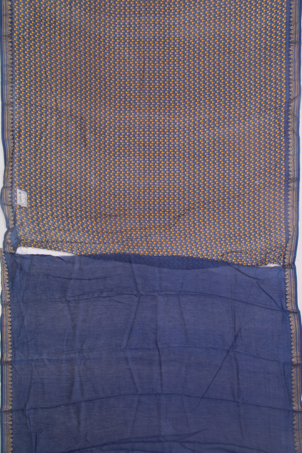 Munga Tussar Floral Printed Blue Saree