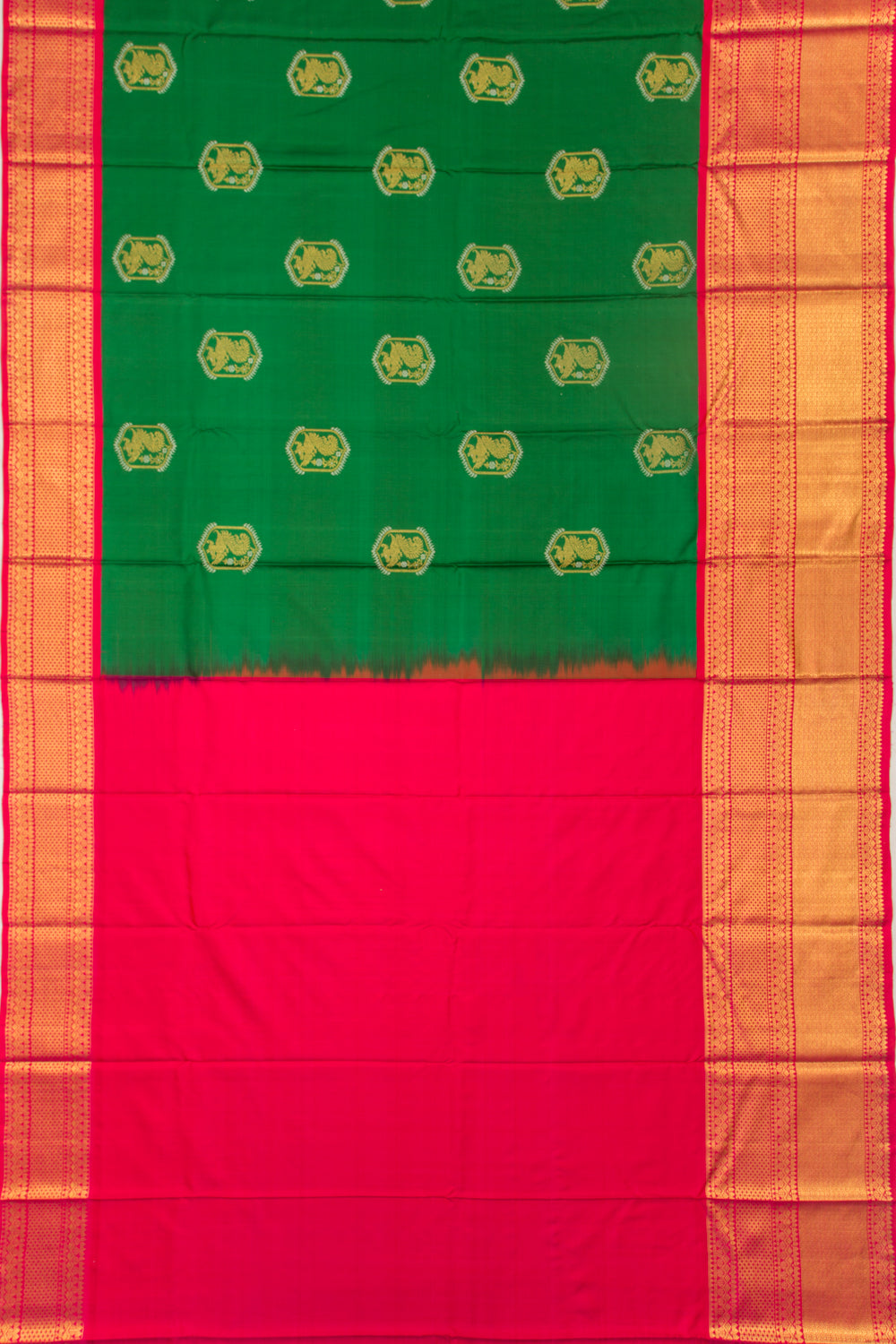 Kanchipuram Silk Butta Green Saree-Not Allowed Online