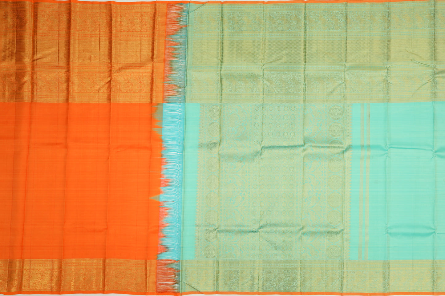 Kanchipuram Silk Plain Sea Green Saree
