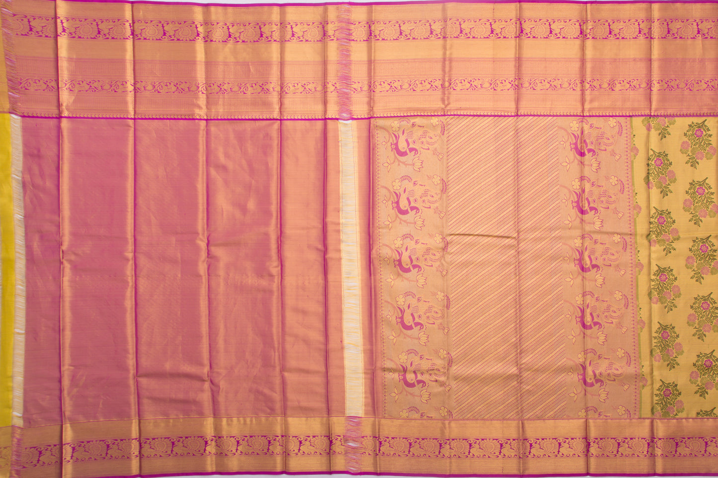 Kanchipuram Silk Tissue Butta Gold Saree