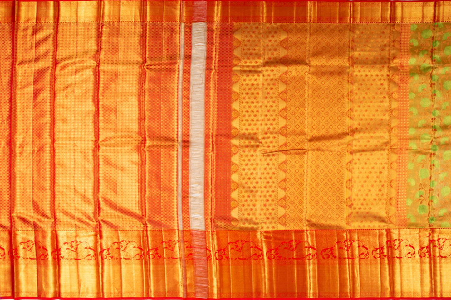 Kanchipuram Silk Tissue Jaal Gold Saree