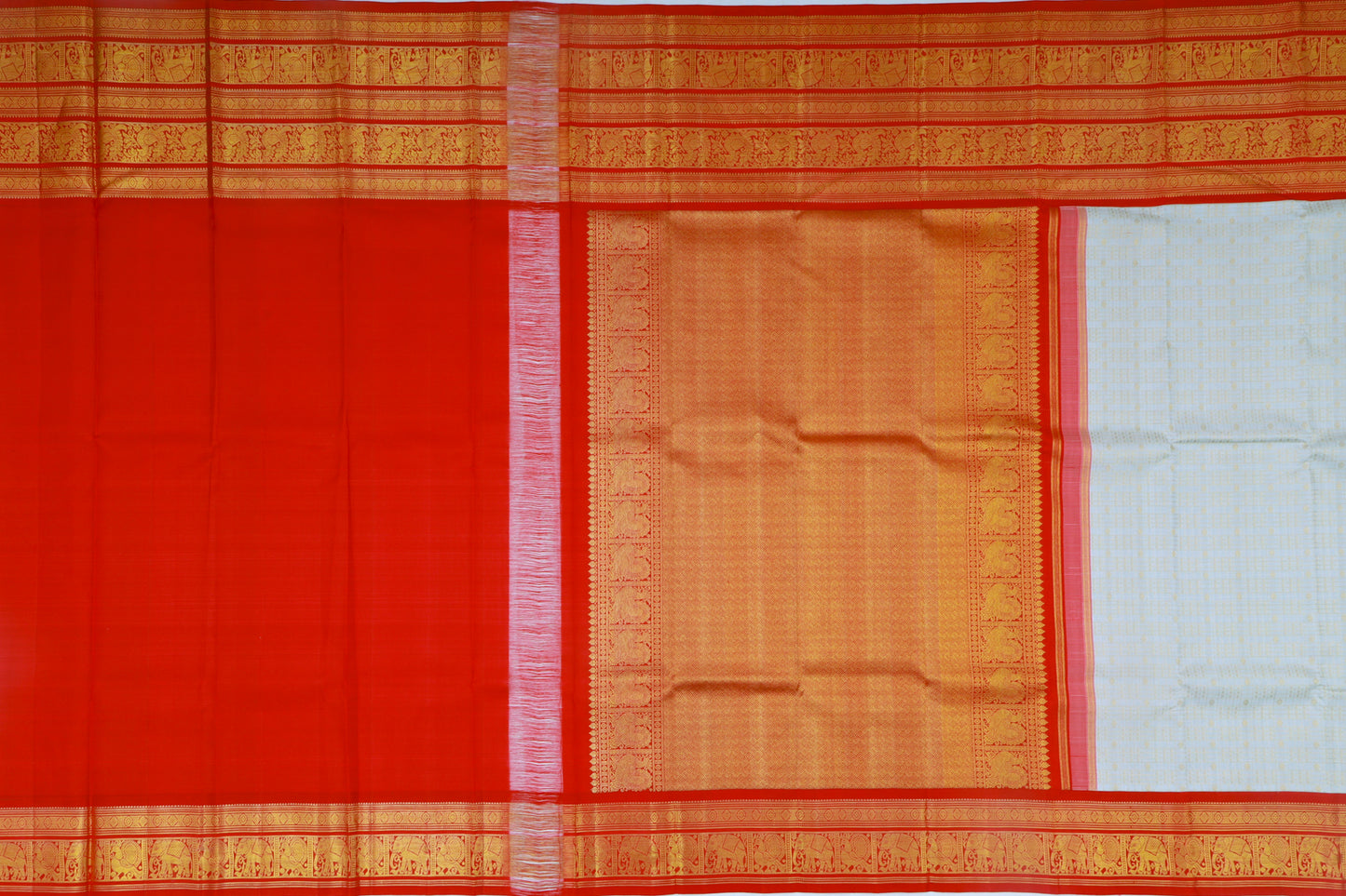 Kanchipuram Silk Brocade Grey Sraee