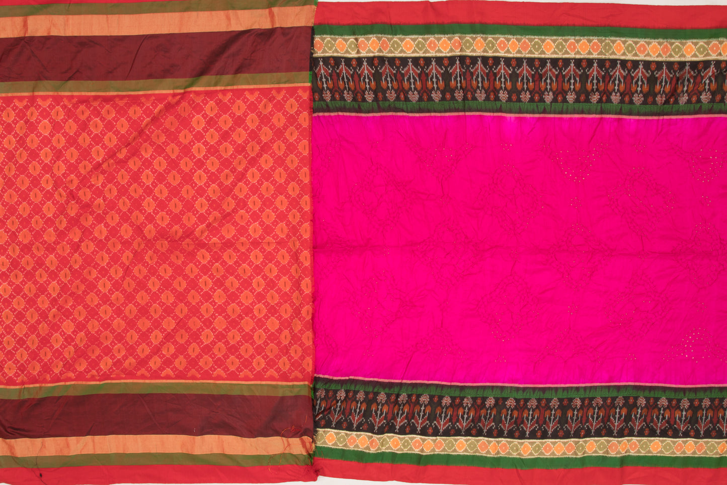 Rajkot Silk Bandhani Pink Saree With Ikat Border