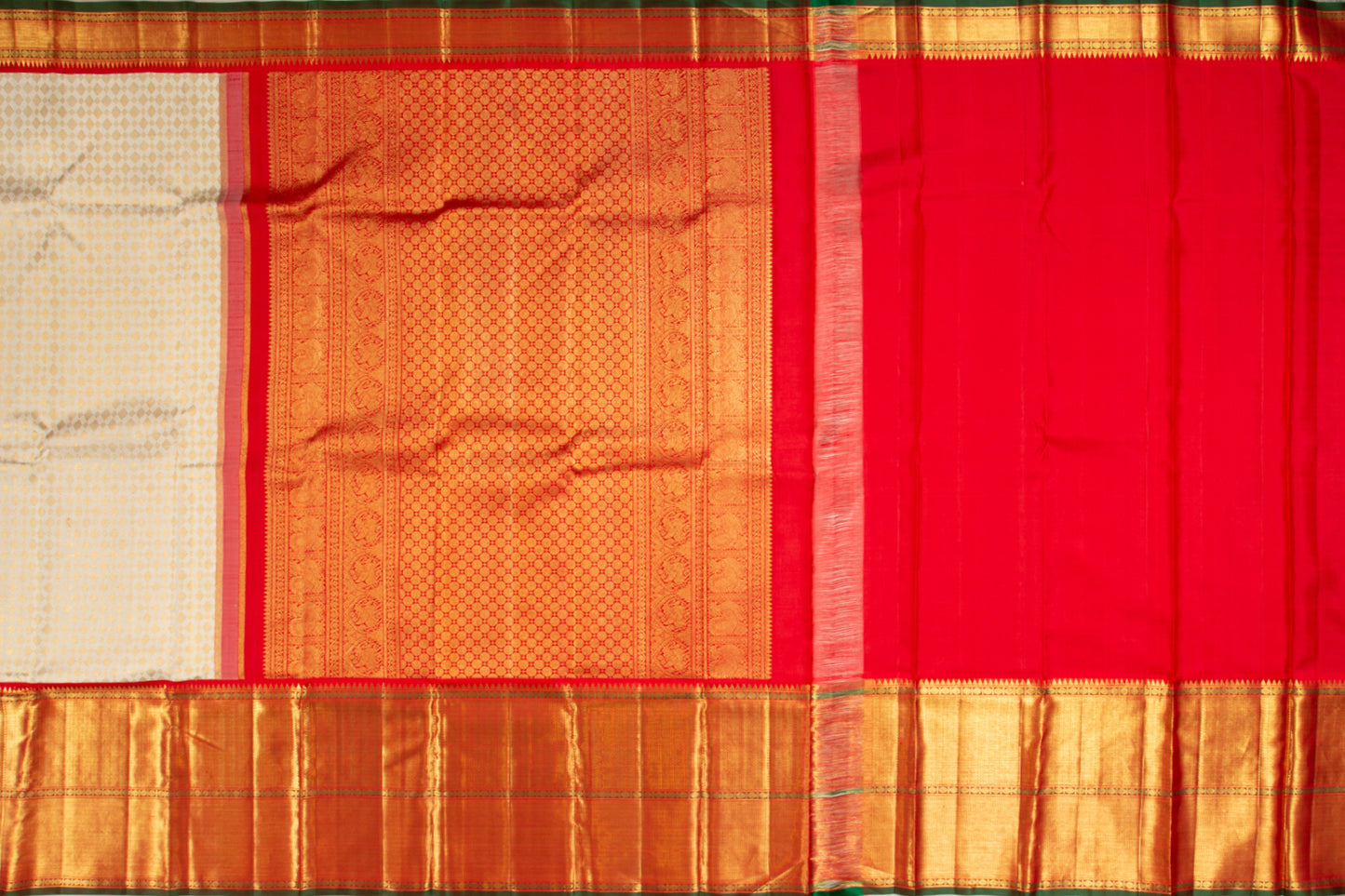 Kanchipuram Silk Brocade Cream Saree