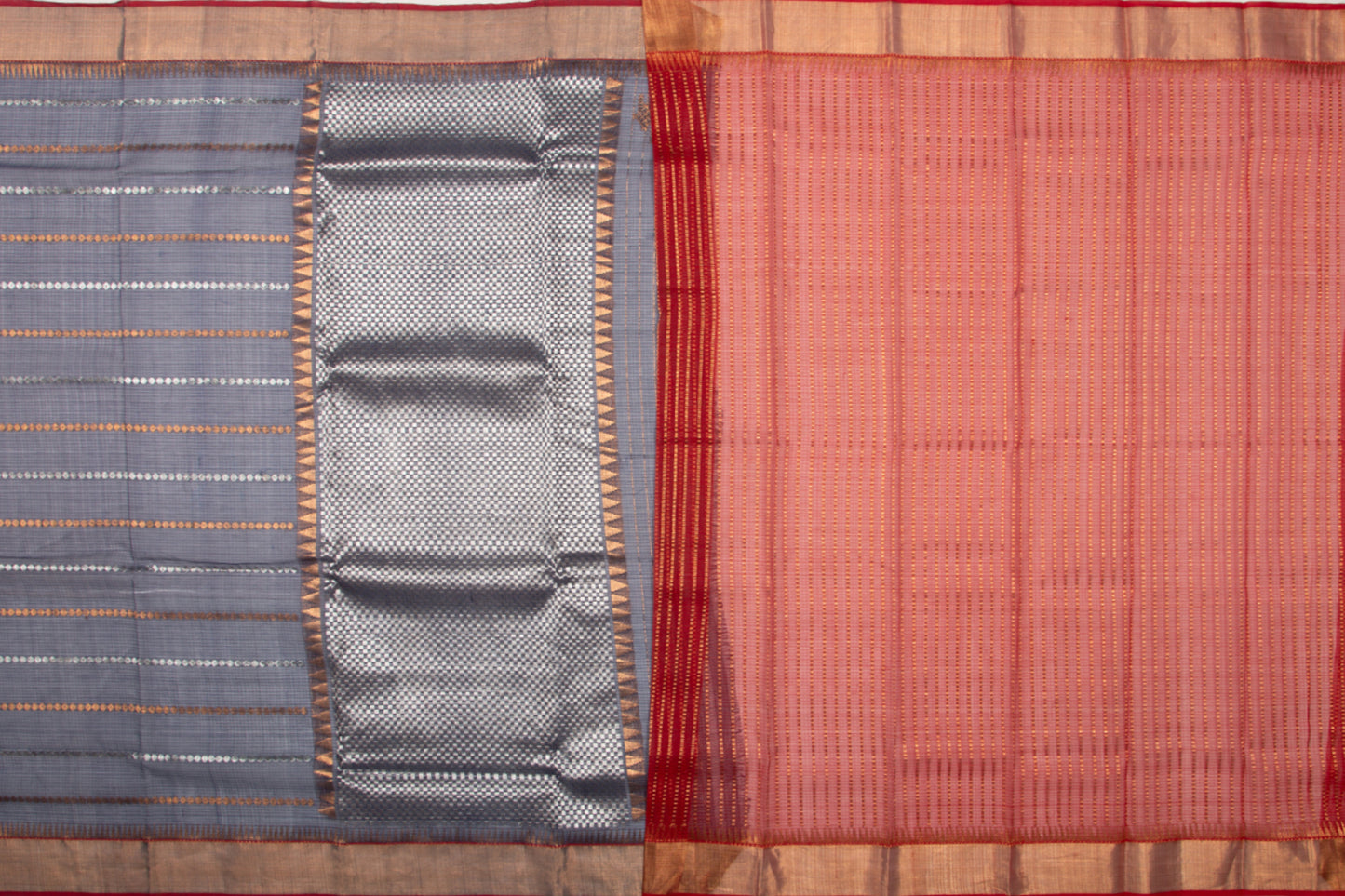 Kota Silk Horizontal Lines Dark Blue Saree