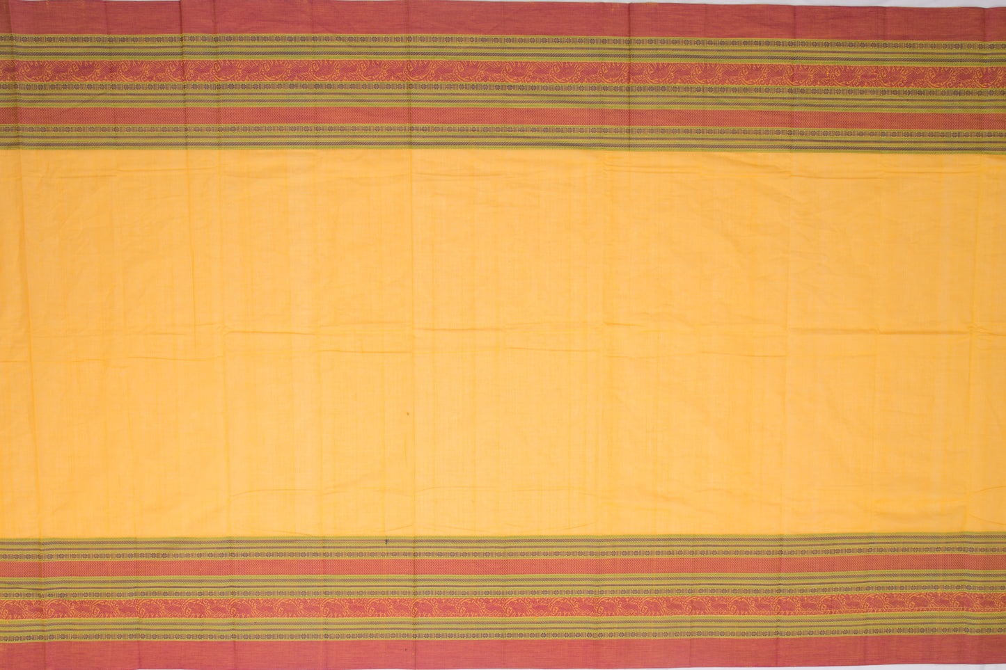 Kanchi Cotton Plain Yellow Saree