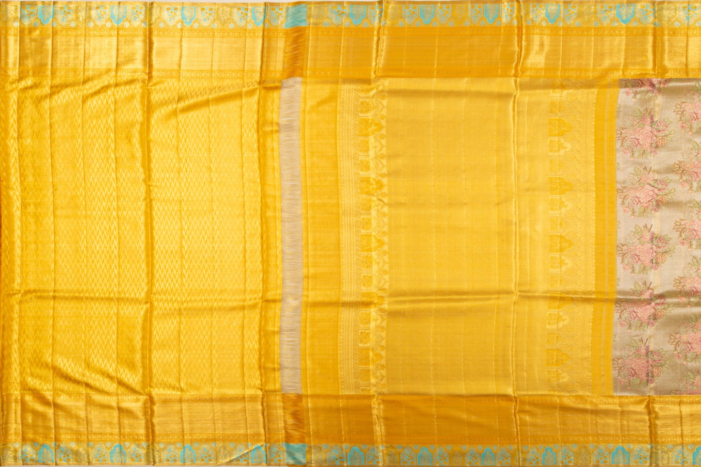 Kanchipuram Silk Tissue Brocade Gold Saree