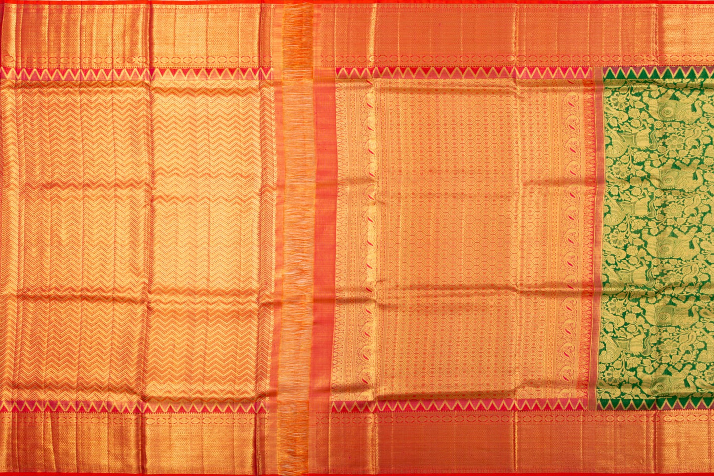 Kanchipuram Silk Tissue Brocade Green Saree