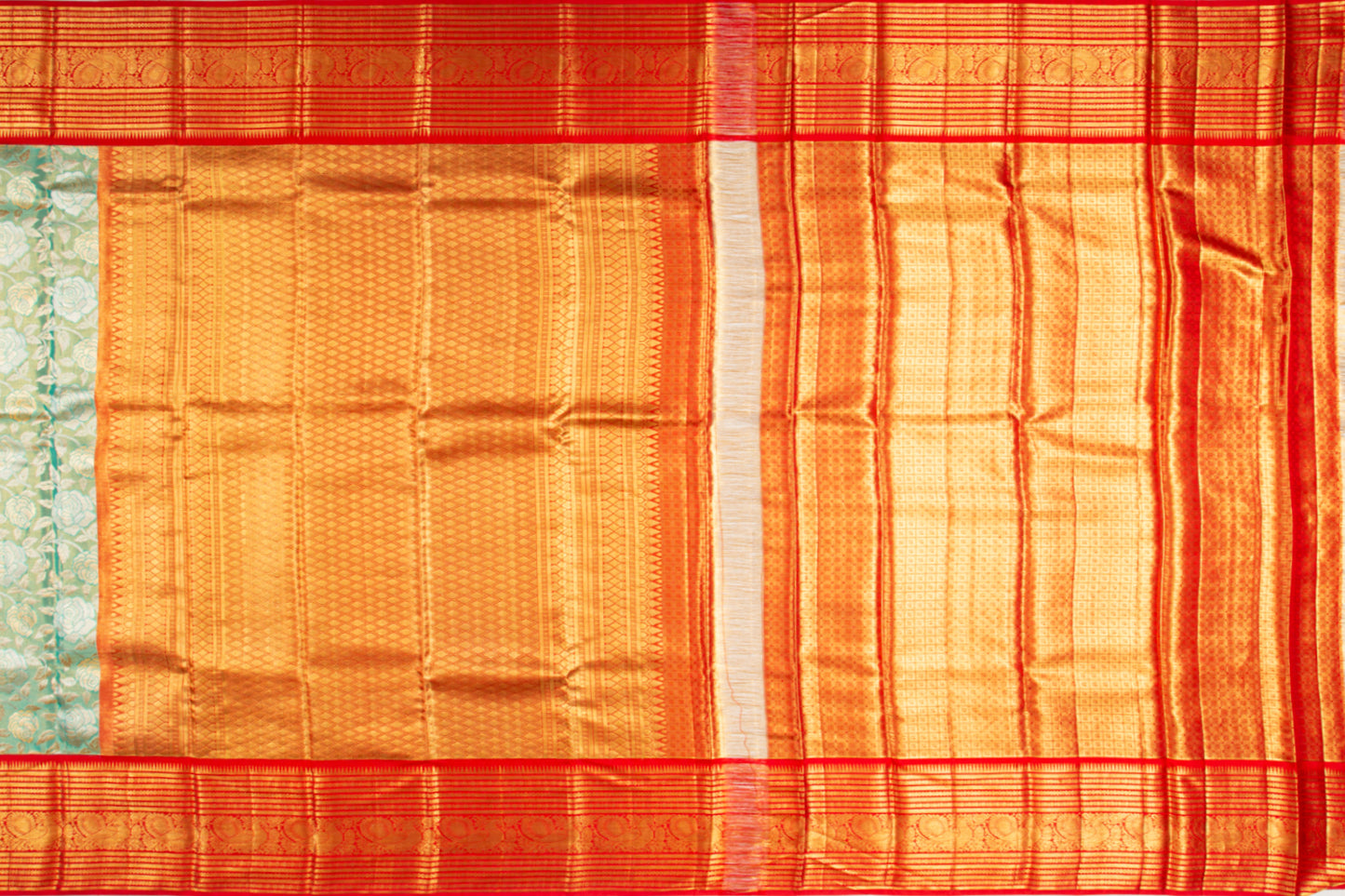 Kanchipuram Silk Tissue Jaal Green Saree