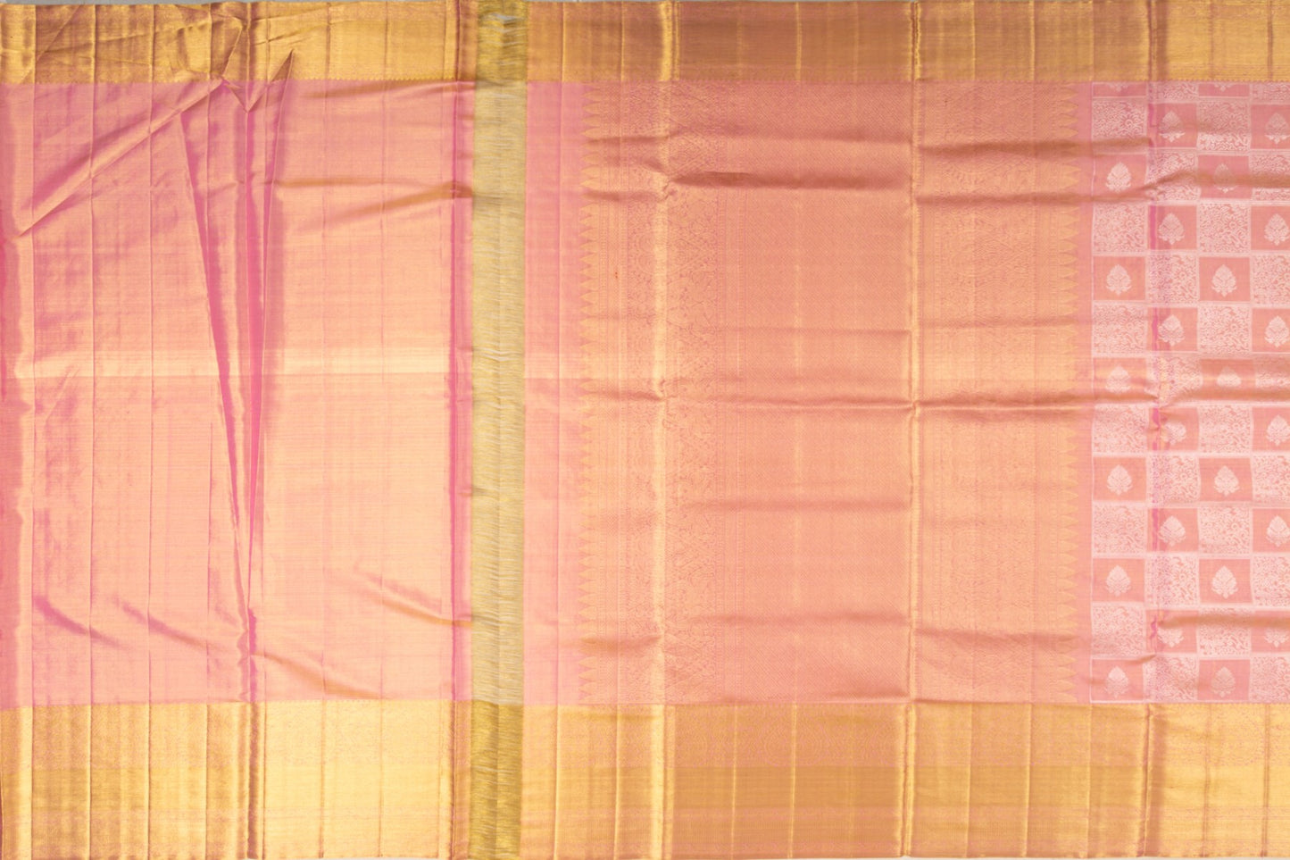 Kanchipuram Silk Tissue Brocade Pink Saree